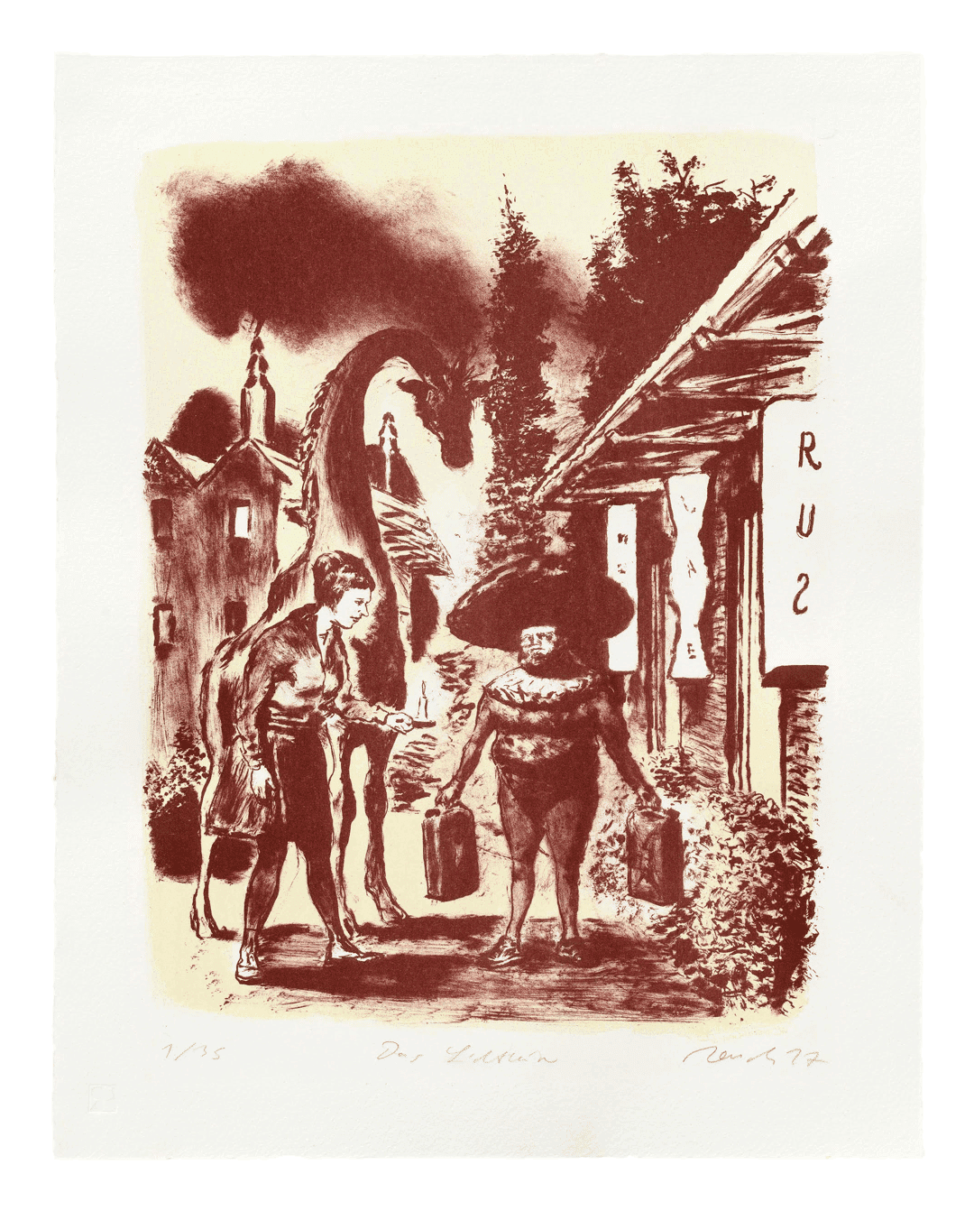 A print by Neo Rauch titled Das Lichtlein, dated 2017