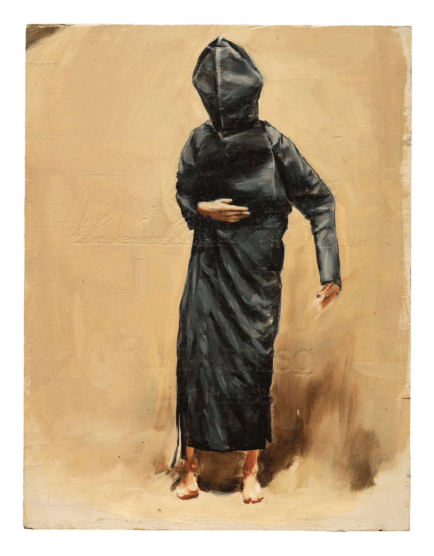 A painting by Michaël Borremans, titled Black Mould / Pogo, dated 2015.