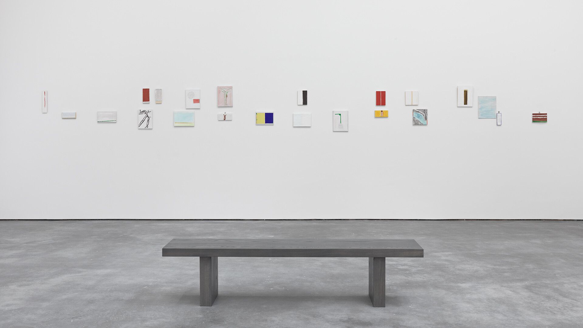 An installation view of the exhibition Raoul De Keyser: Drift, featuring works from The Last Wall, at David Zwirner, New York, dated 2016.