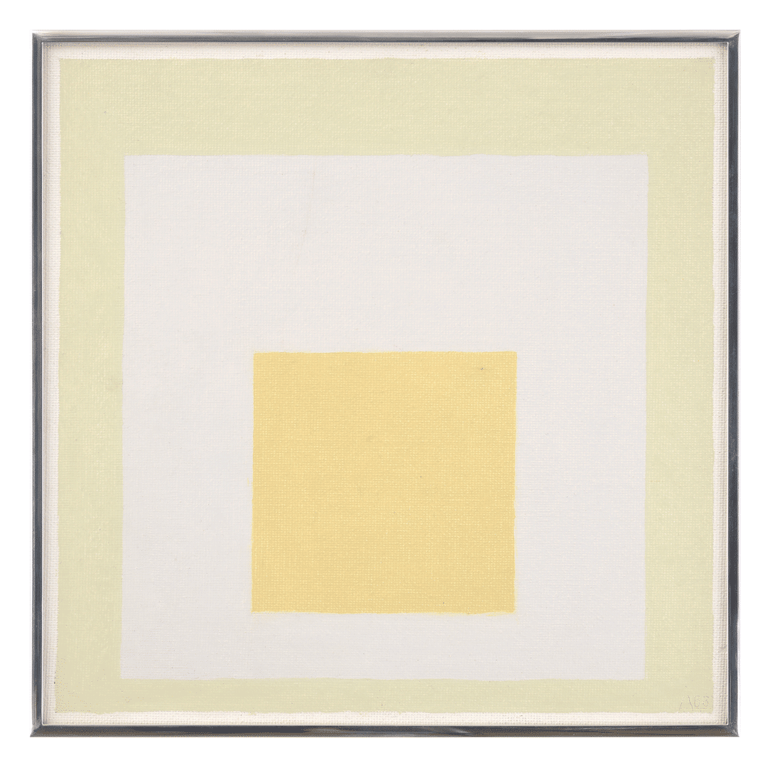 An oil painting on Masonite by Josef Albers, titled Homage to the Square, dated 1963.