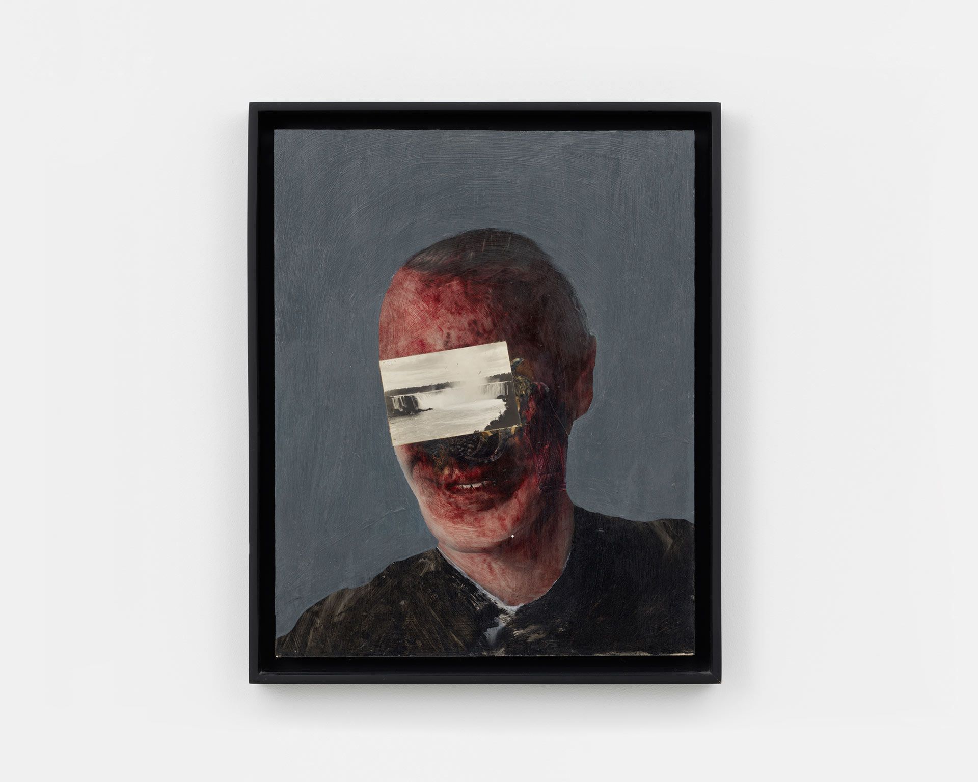 A painting by Llyn Foulkes, titled Self Portrait. End of the Dream, dated 2002.