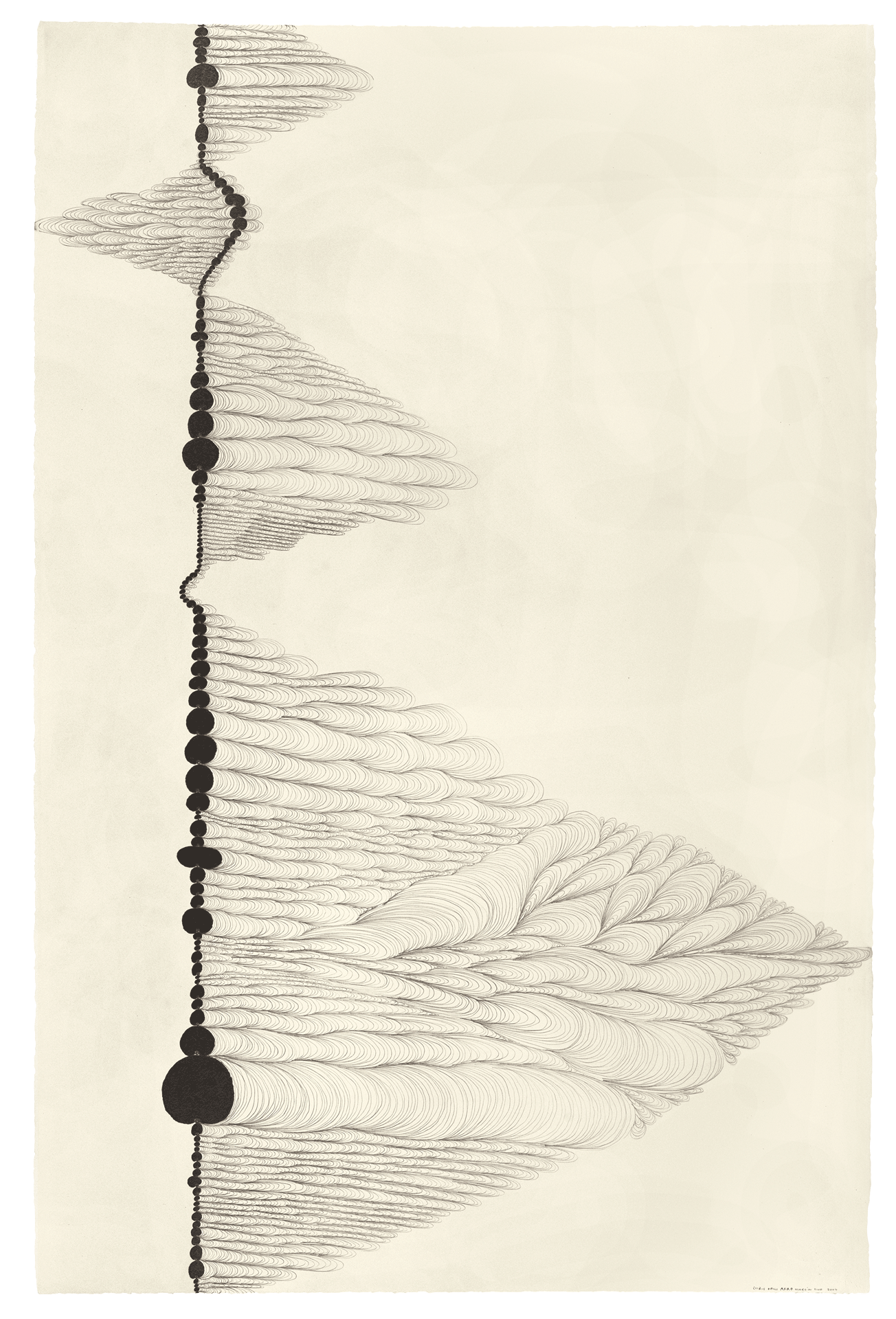 A drawing by Chris Ofili, titled Afro Margin Two, dated 2004. 