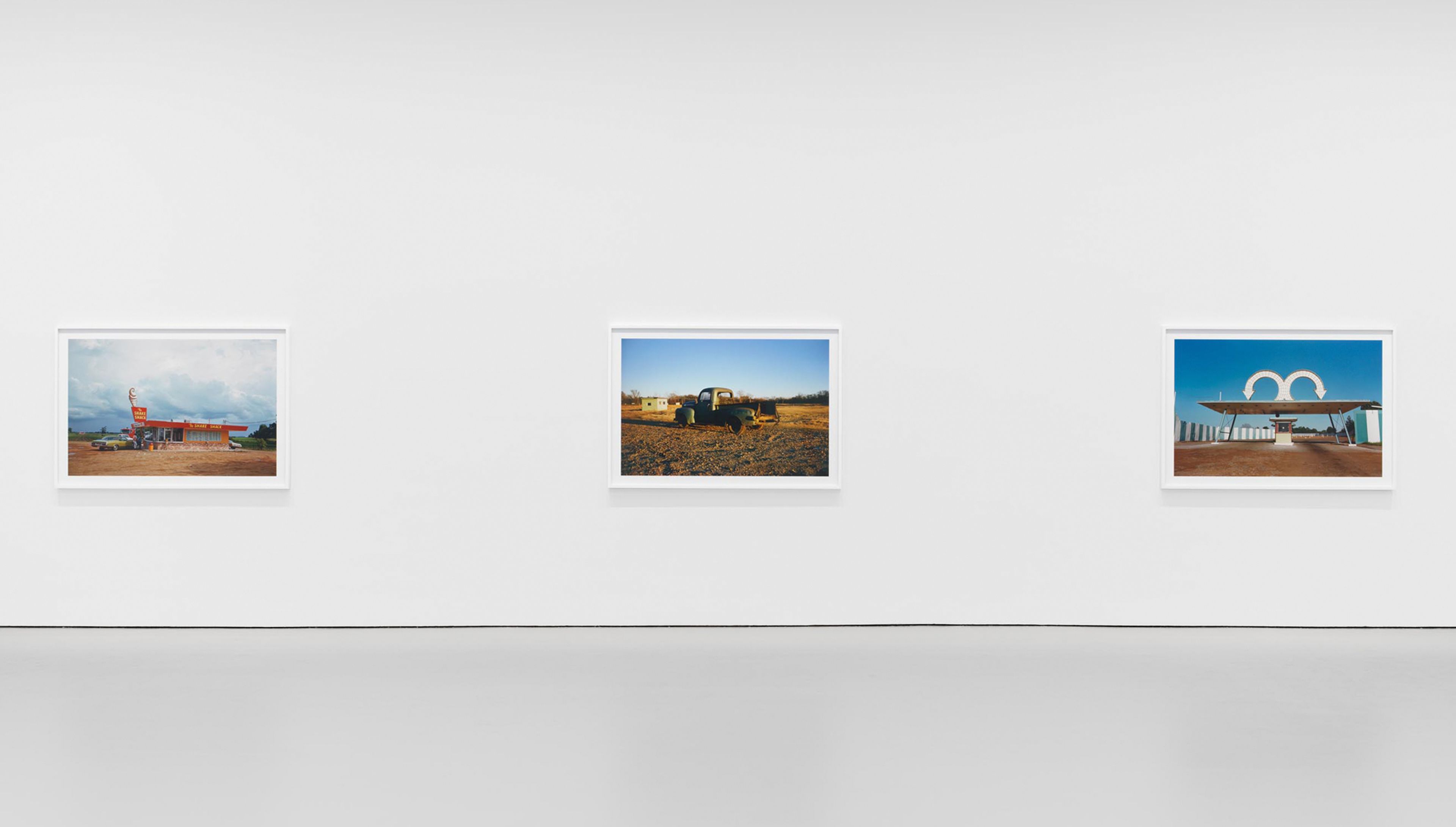 Installation view of the exhibition William Eggleston: The Outlands, at David Zwirner in New York, 2022