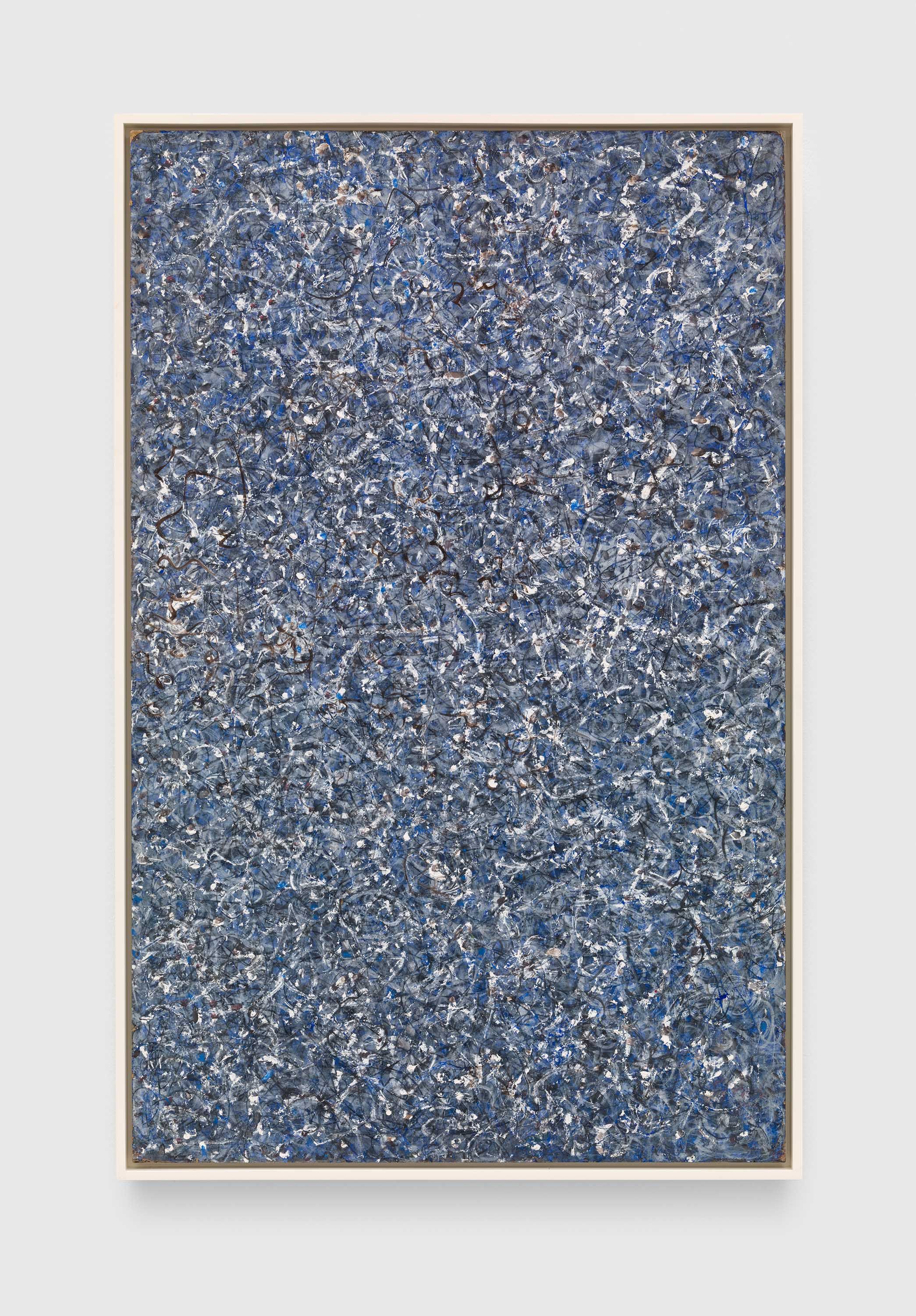A painting by Mark Tobey, titled Blue Interior, dated 1959.