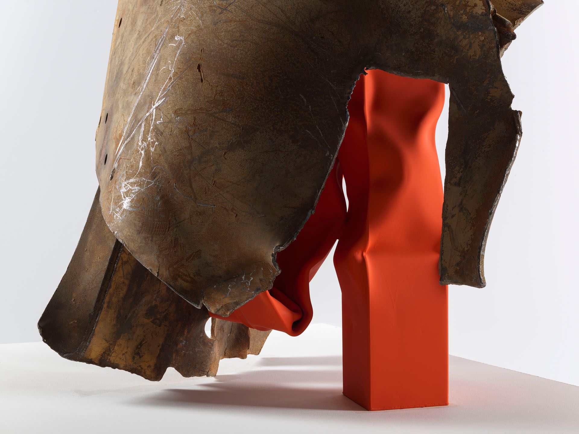 A detail from a sculpture by Carol Bove, titled Turtle, dated 2018.