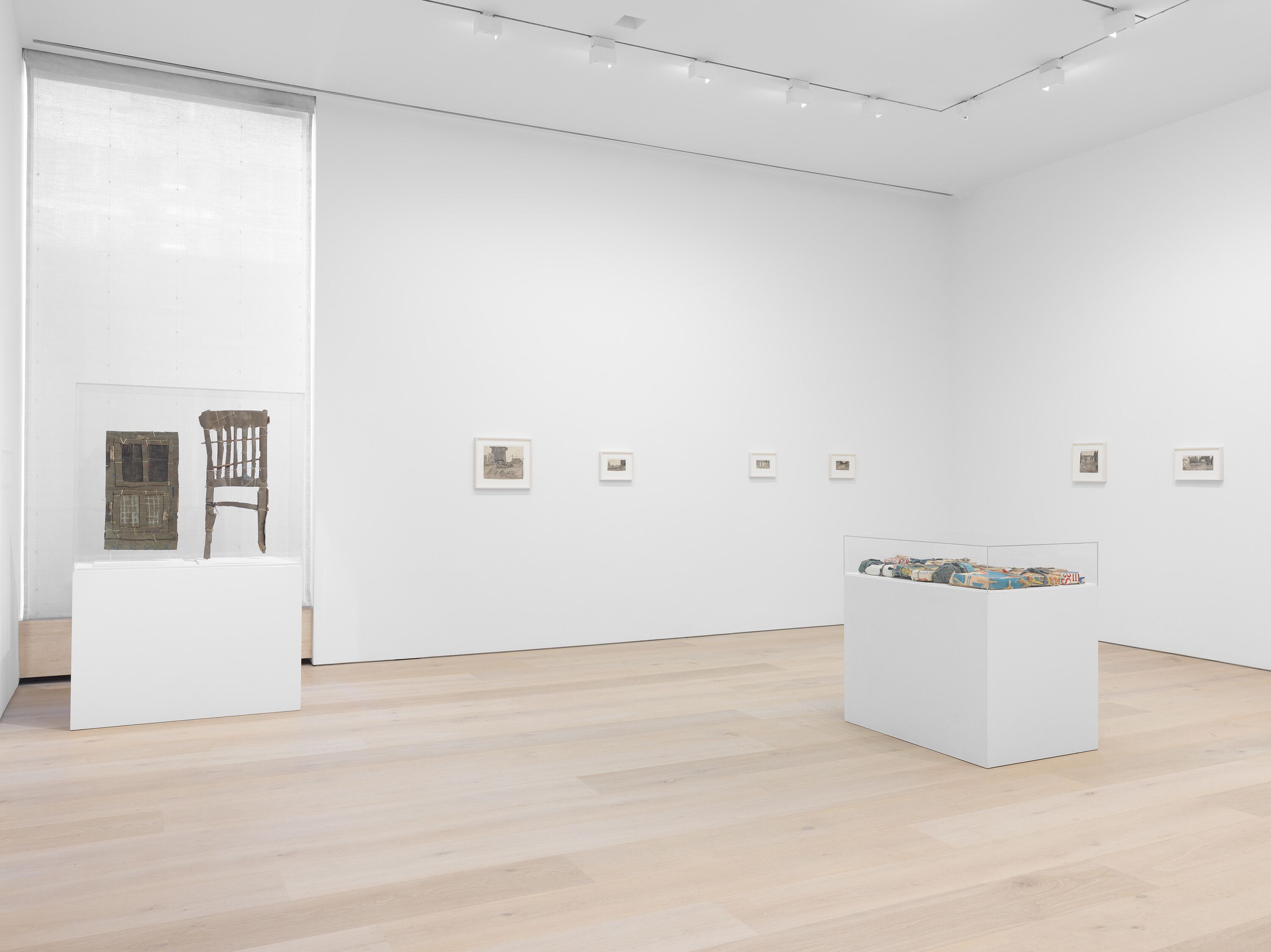 Installation view of the exhibition, James Castle, at David Zwirner in New York, dated 2022.
