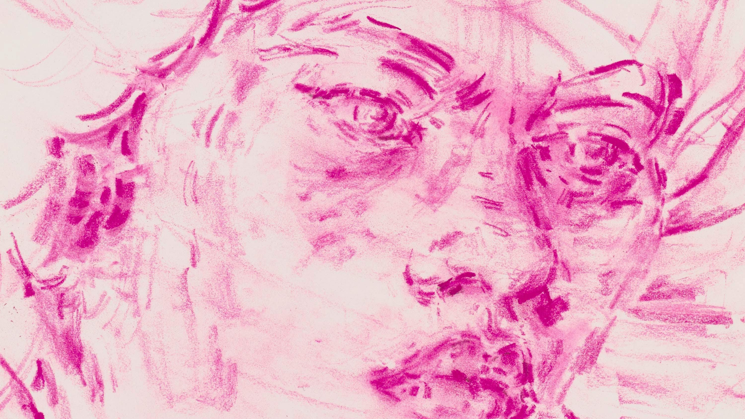 A detail of an artwork by Elizabeth Peyton, titled Mai (Afterlife) after Sir Joshua Reynolds' Portrait of Mai (Omai), 1776, dated 2023
