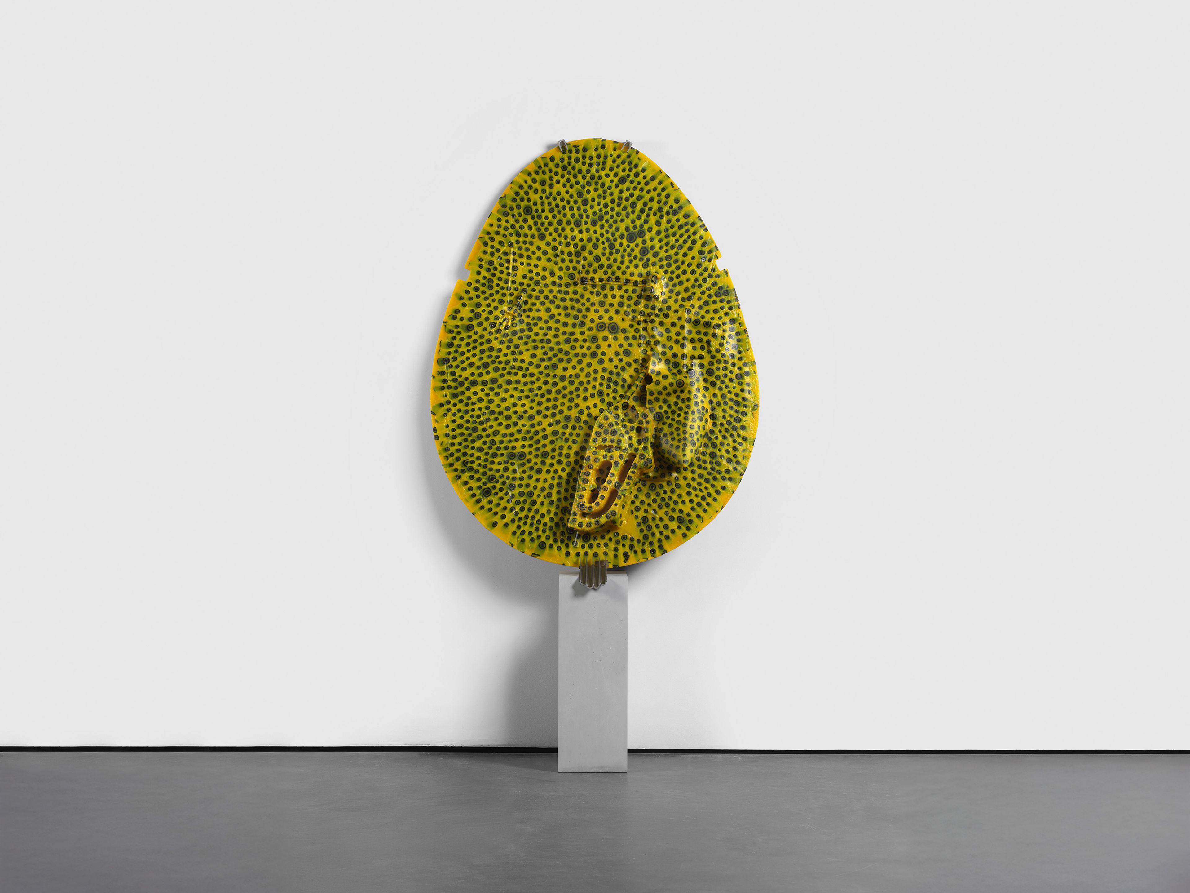 A sculpture by Andra Ursuta, titled Private Dancer (Yellow Snow), dated 2025.