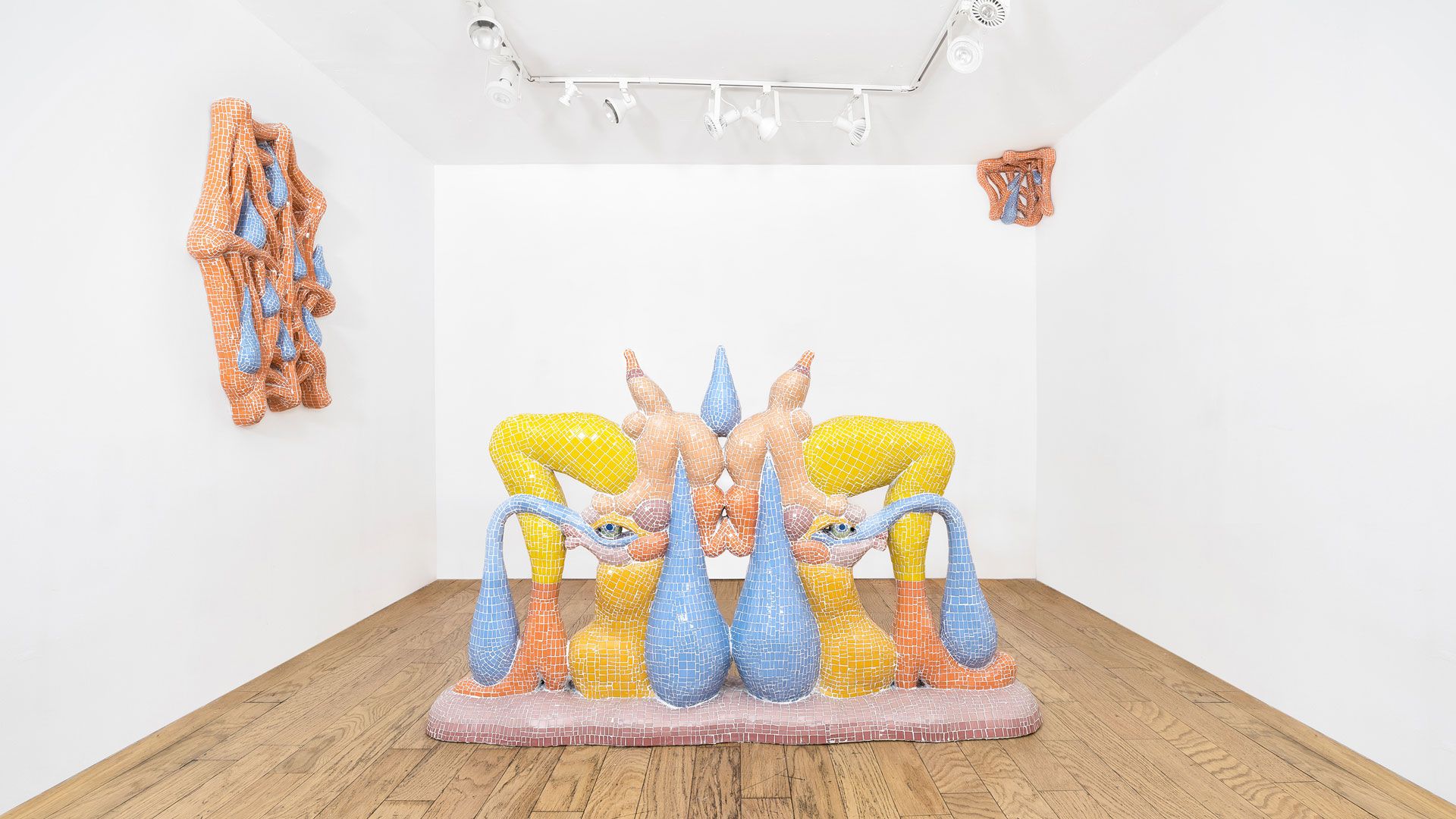 An installation view featuring work by Zsofia Keresztes, dated 2020