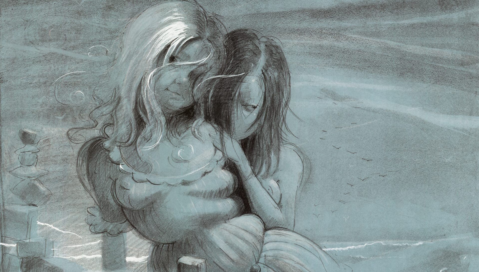 A detail from an artwork by Lisa Yuskavage.