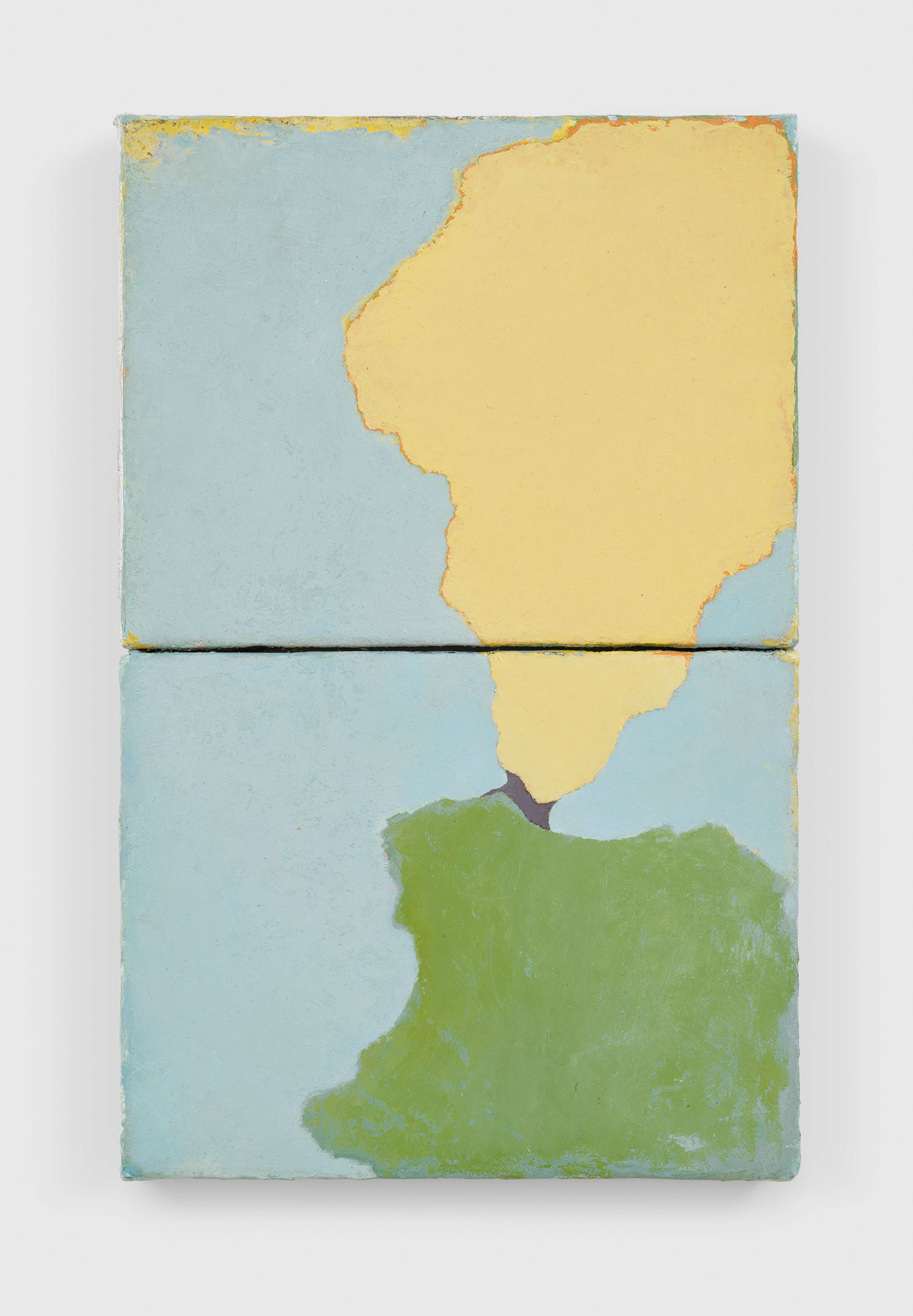 A two part painting by Francis Alys, titled Barrage, dated 2010.