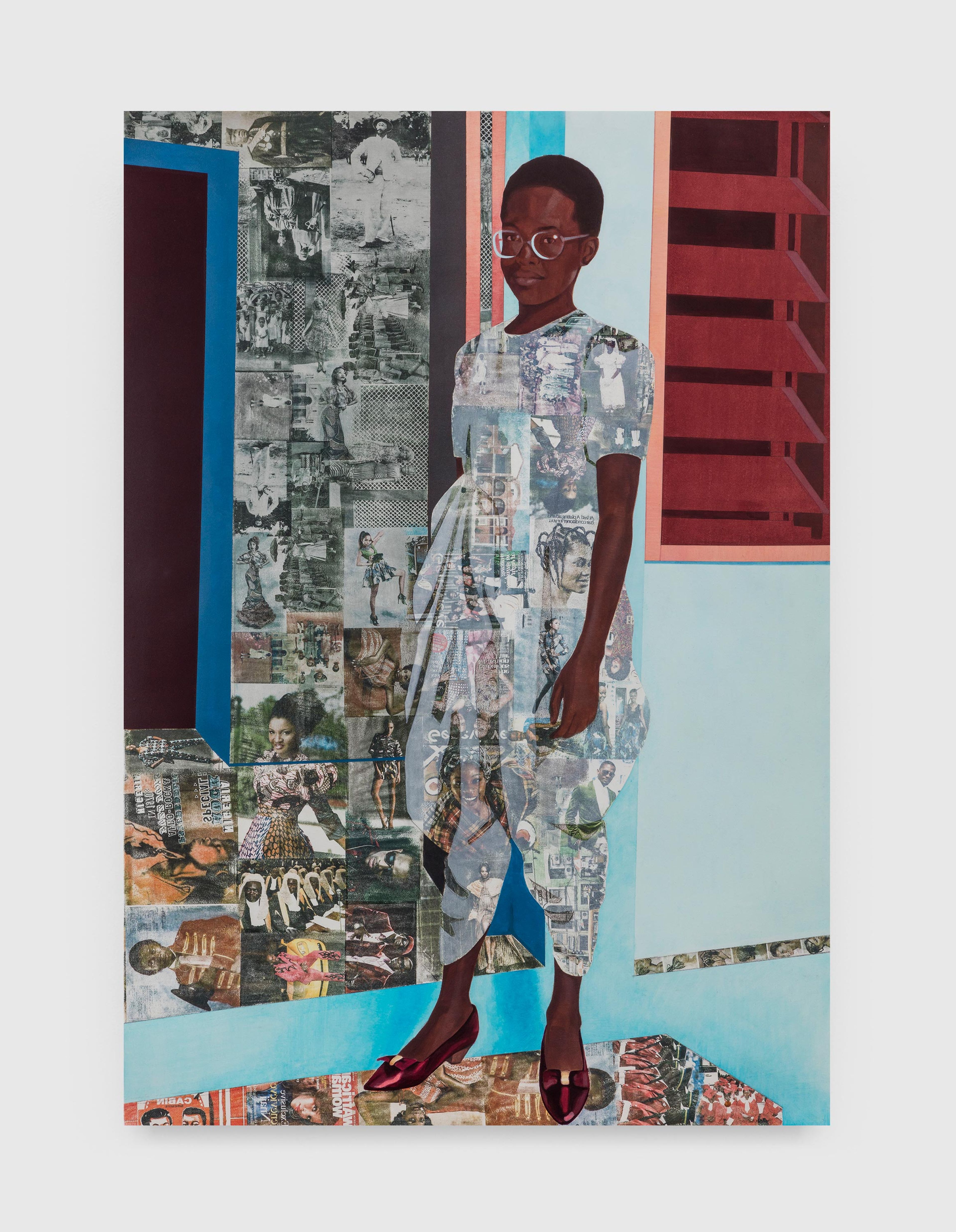 A painting by Njideka Akunyili Crosby titled The Beautyful Ones, Series #1c, dated 2014.