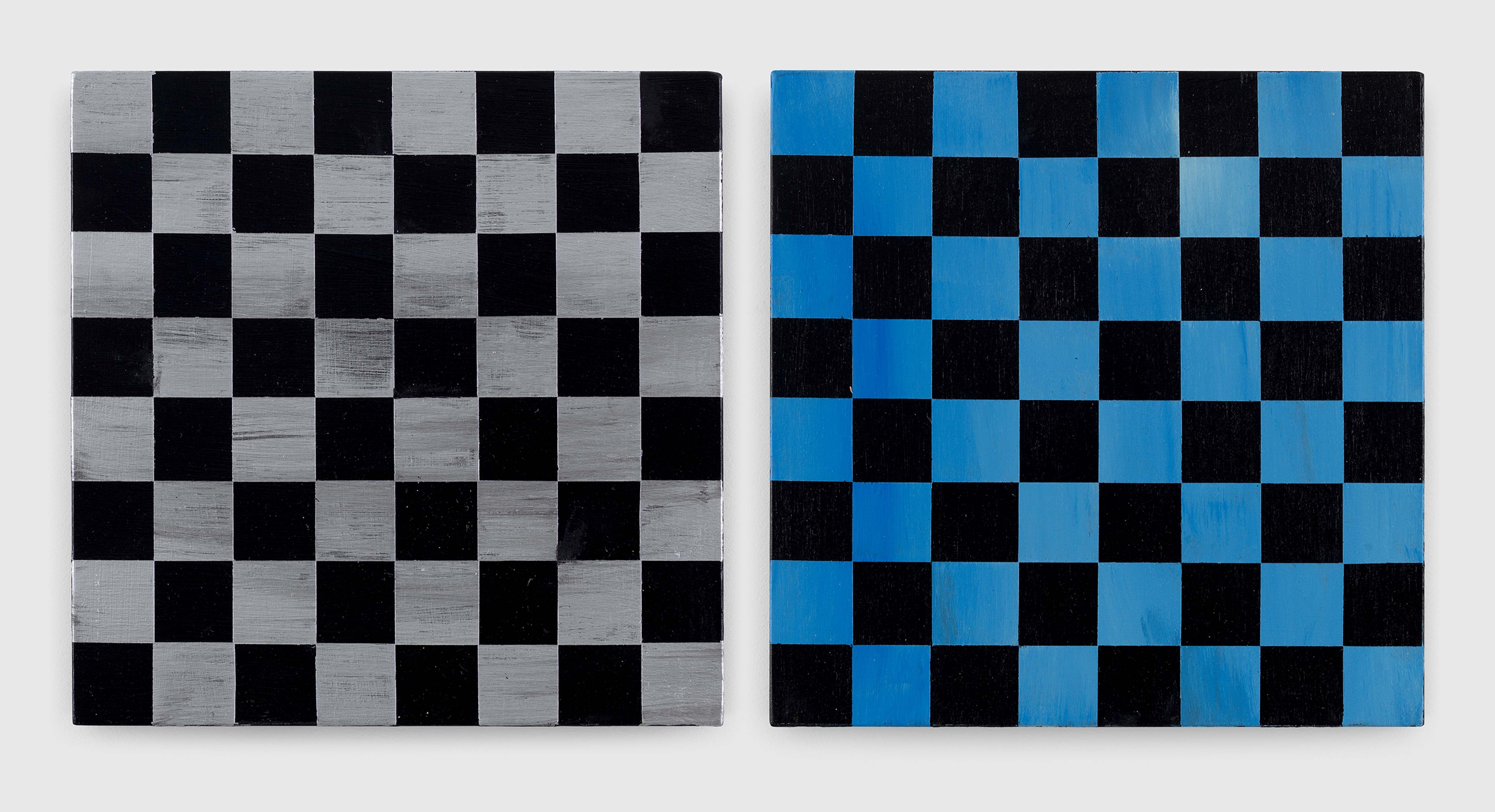 A painting by Sarah Ortmeyer, titled GRANDMASTER (DIPTYCH), dated 2021.
