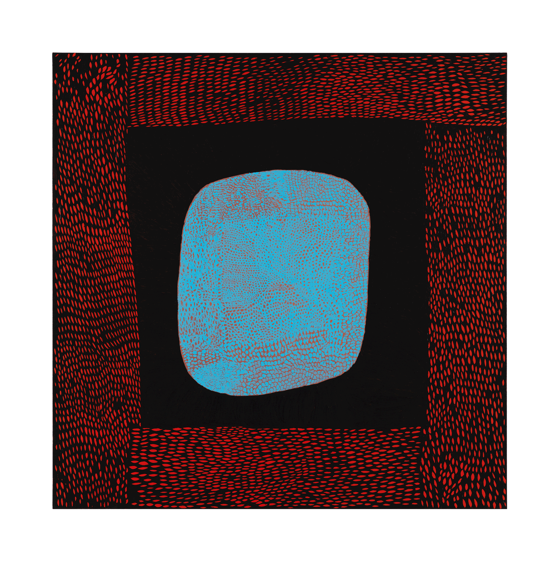 A painting by Yayoi Kusama, titled TEARS WITHIN THE HEART, dated 2016.