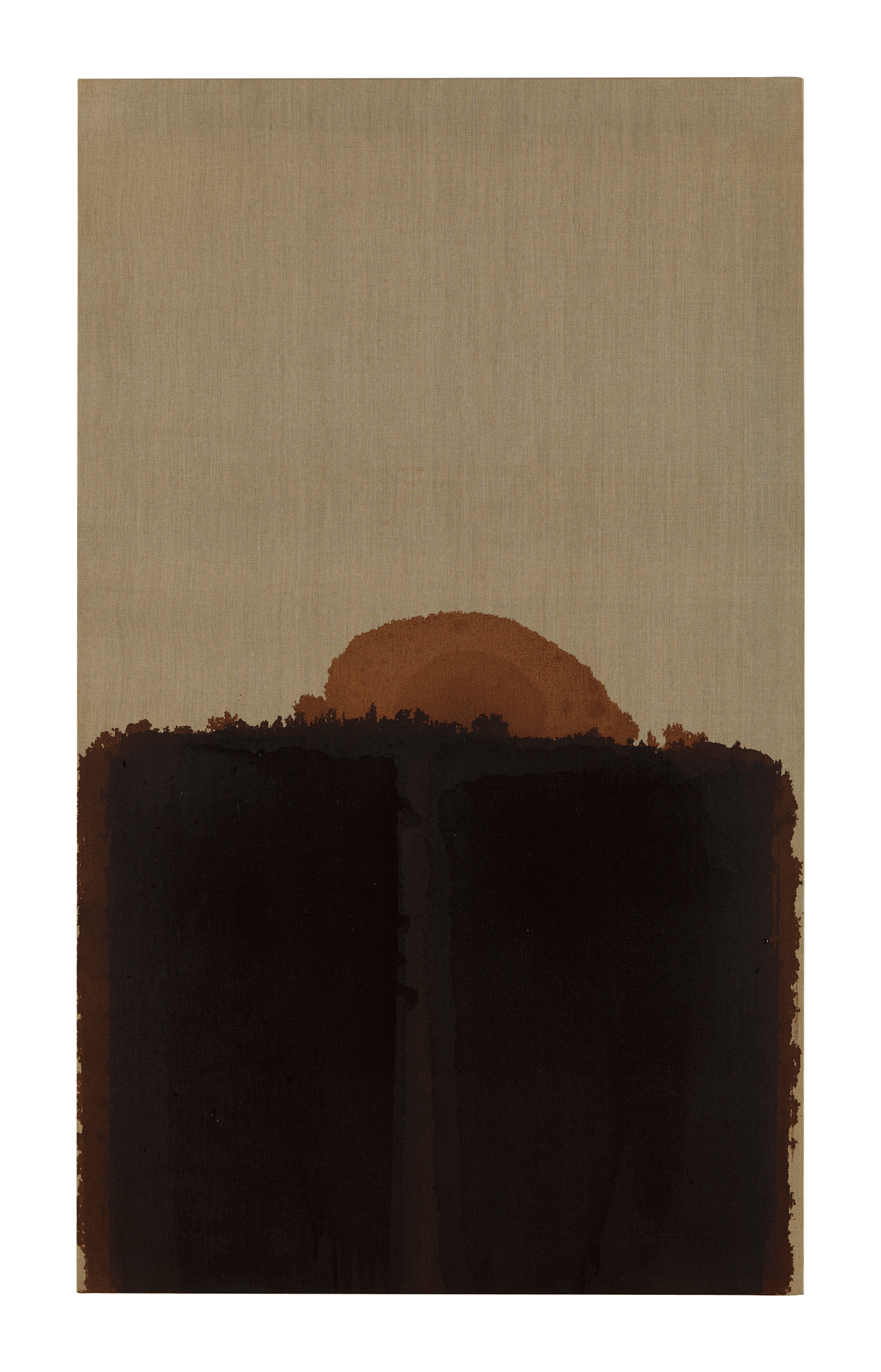 An oil painting on linen by Yun Hyong-keun, titled Burnt Umber & Ultramarine, dated 1989.