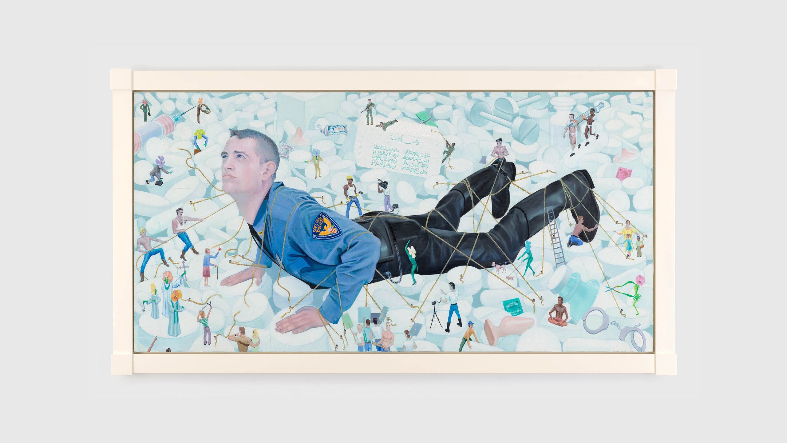 A painting made by Frank Moore titled Gulliver Awake, dated 1994-1995