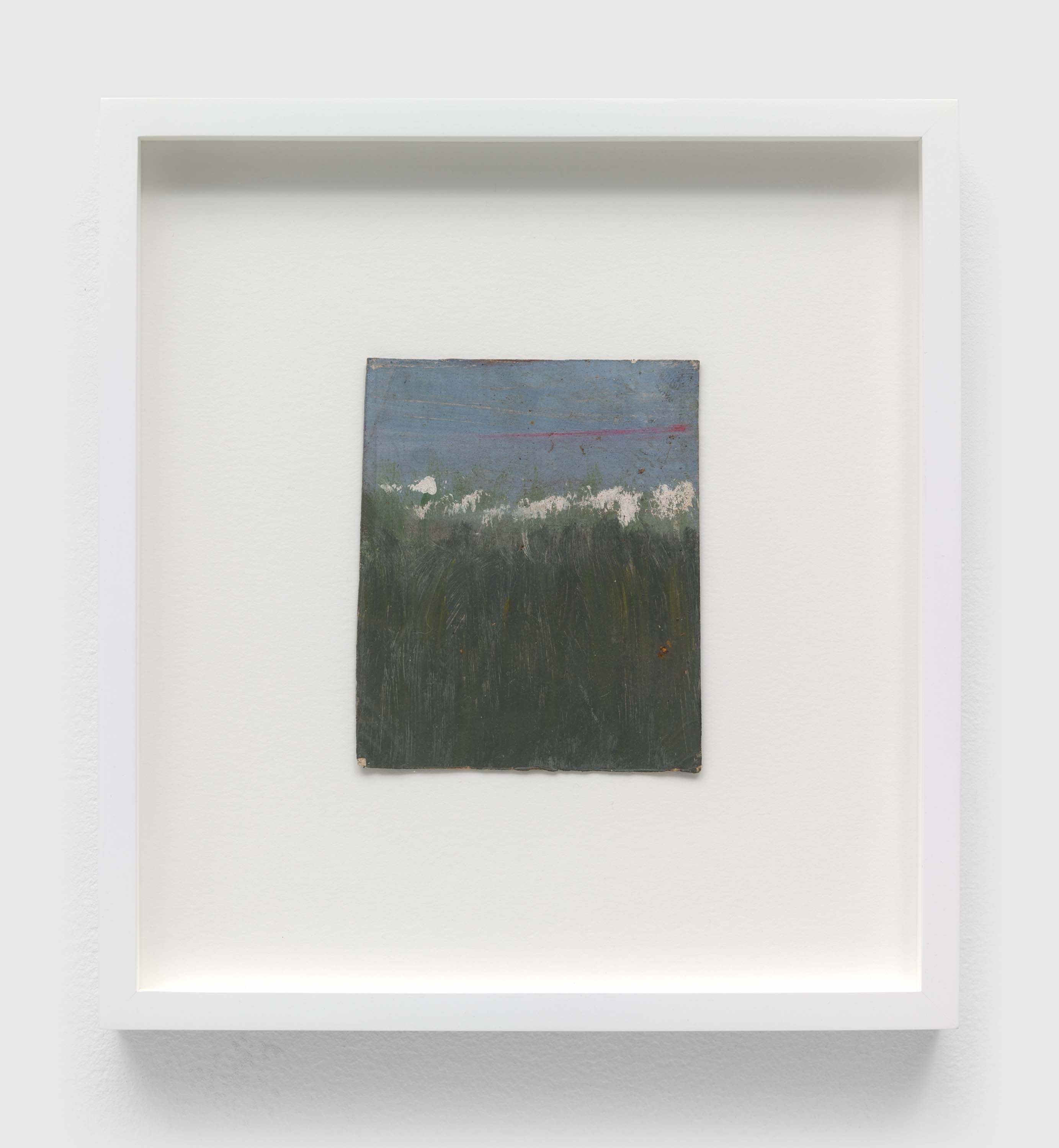 A painting on Polaroid film cartridge box by Frank Walter, called Untitled (Pastoral Field), n.d.