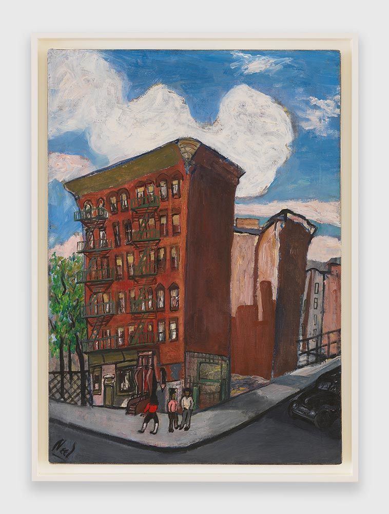 A painting by Alice Neel, titled Building in Harlem, circa 1945.