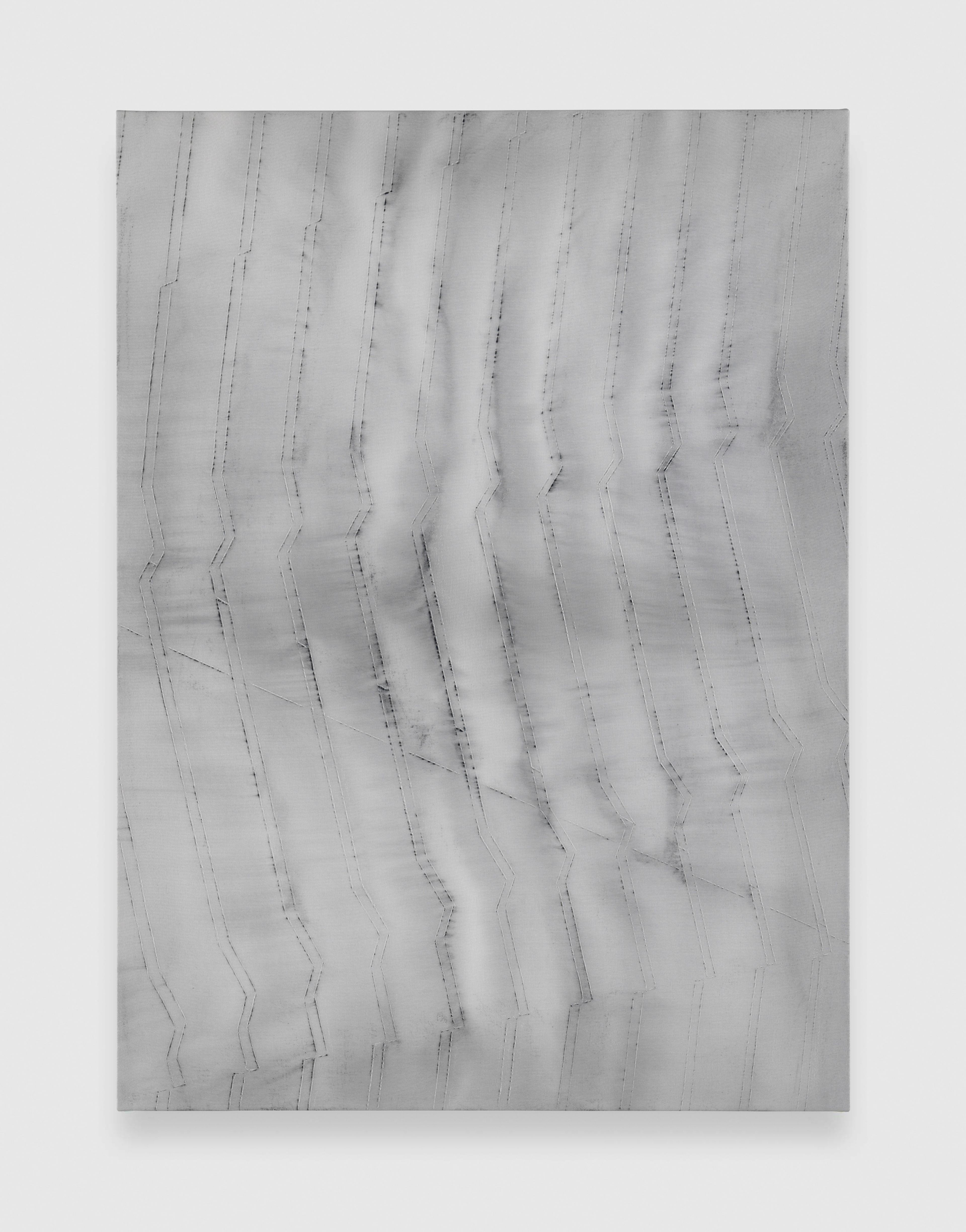 A painting by Tomma Abts, titled VII, dated 2022.