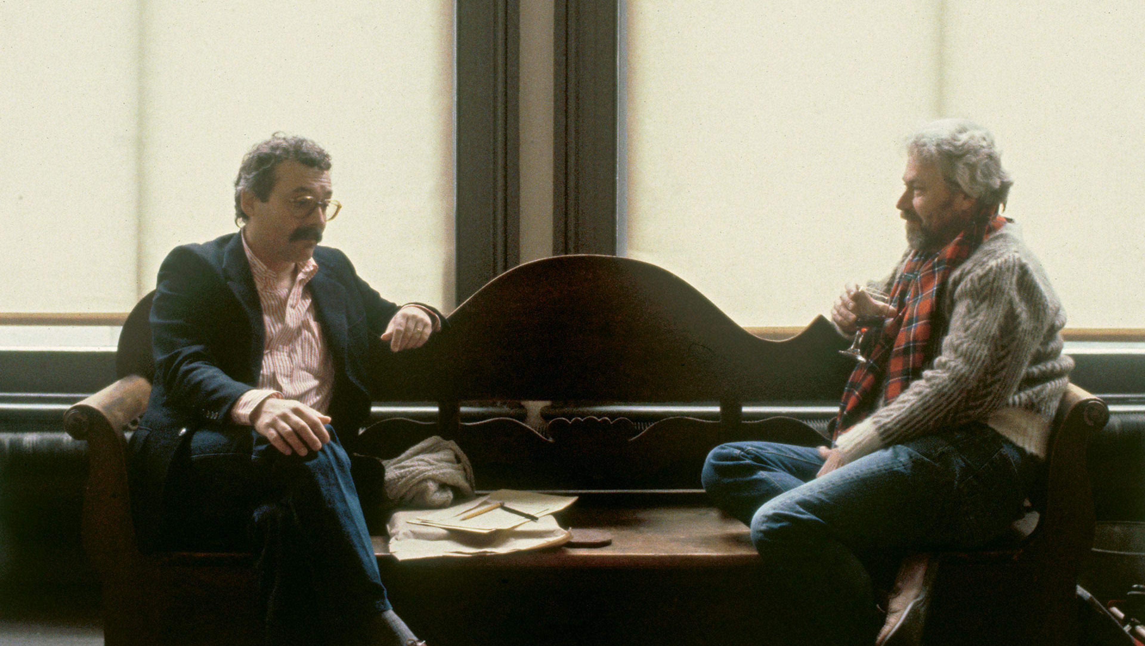 A photograph of Gianfranco Verna with Donald Judd, dated 1984.