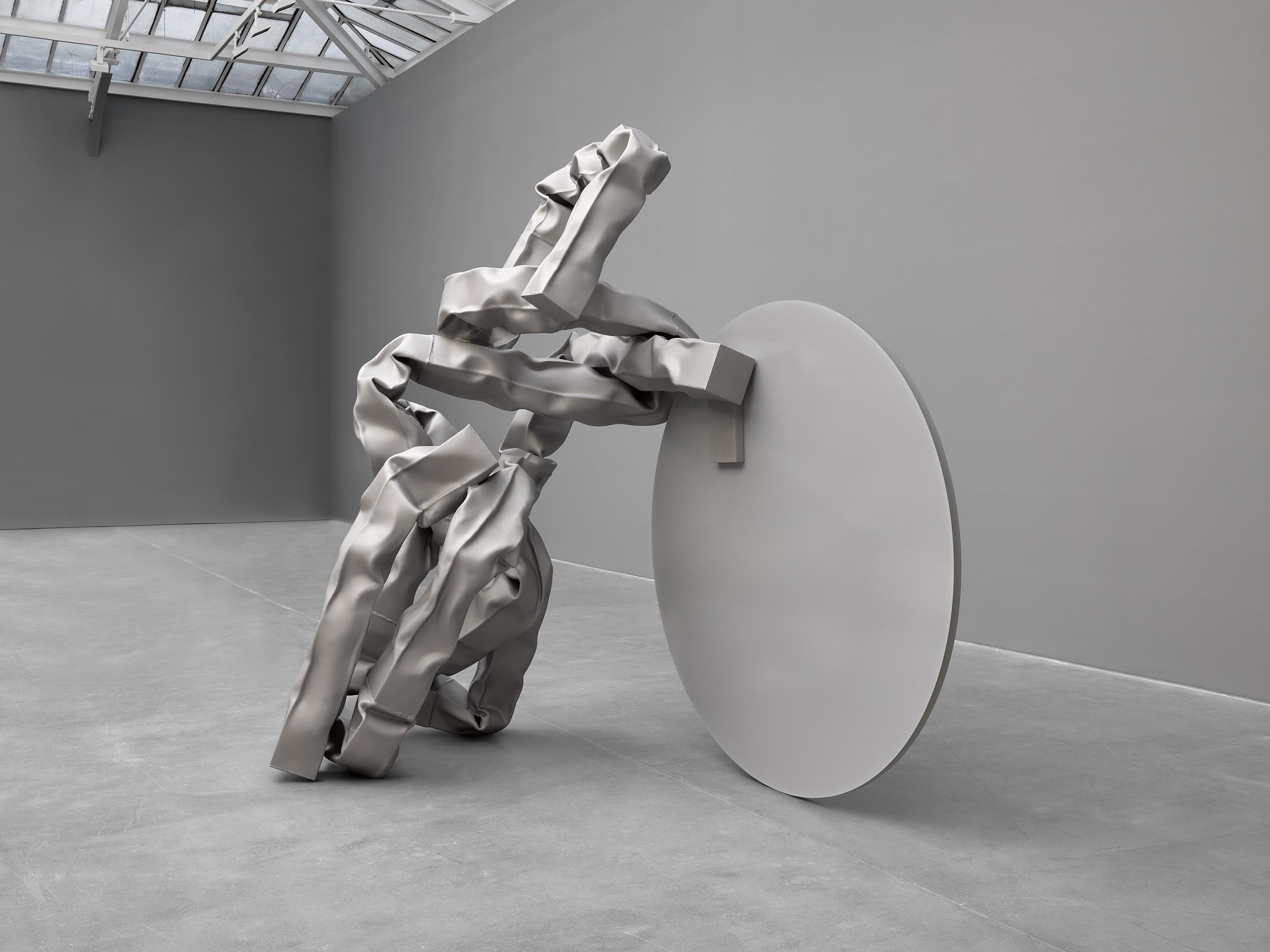 A sculpture by Carol Bove, titled Vase Face I / The Ascent to Heaven on a Dentist's Chair, dated 2022.