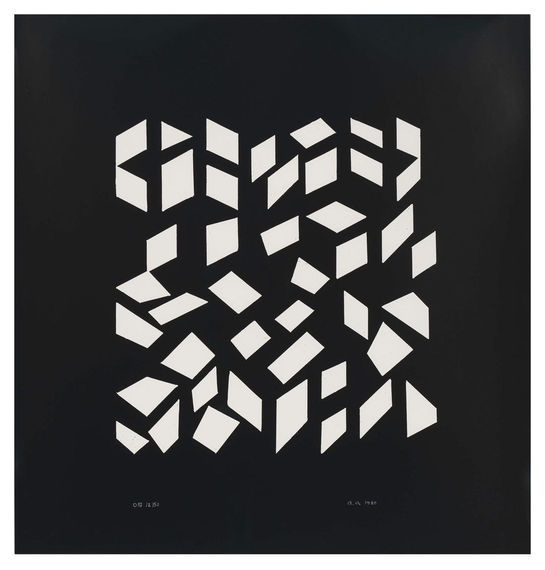 A photo offset by Anni Albers, titled Orchestra III, dated 1980.