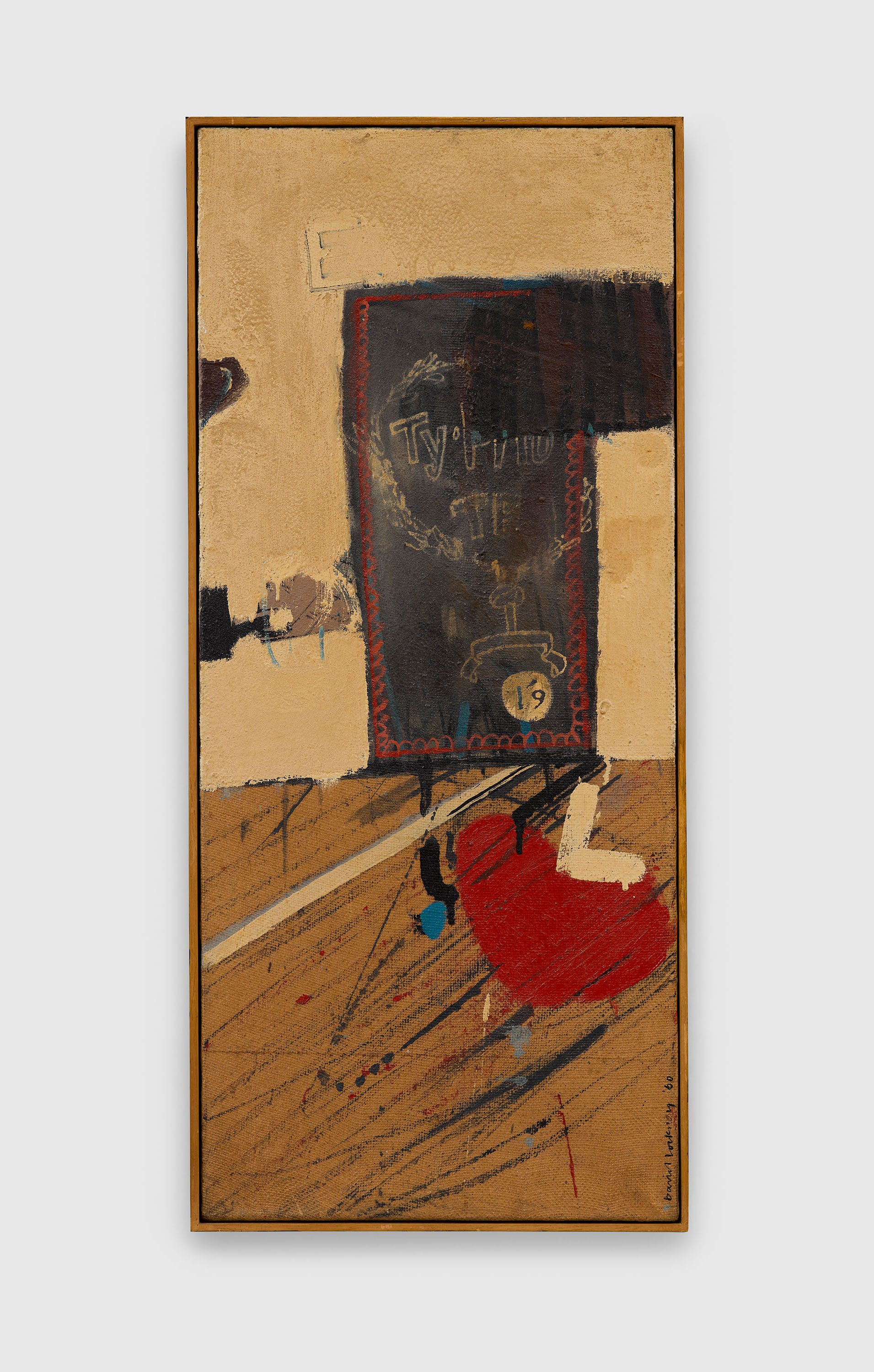 A painting by David Hockney, titled First Tea Painting, dated 1960.