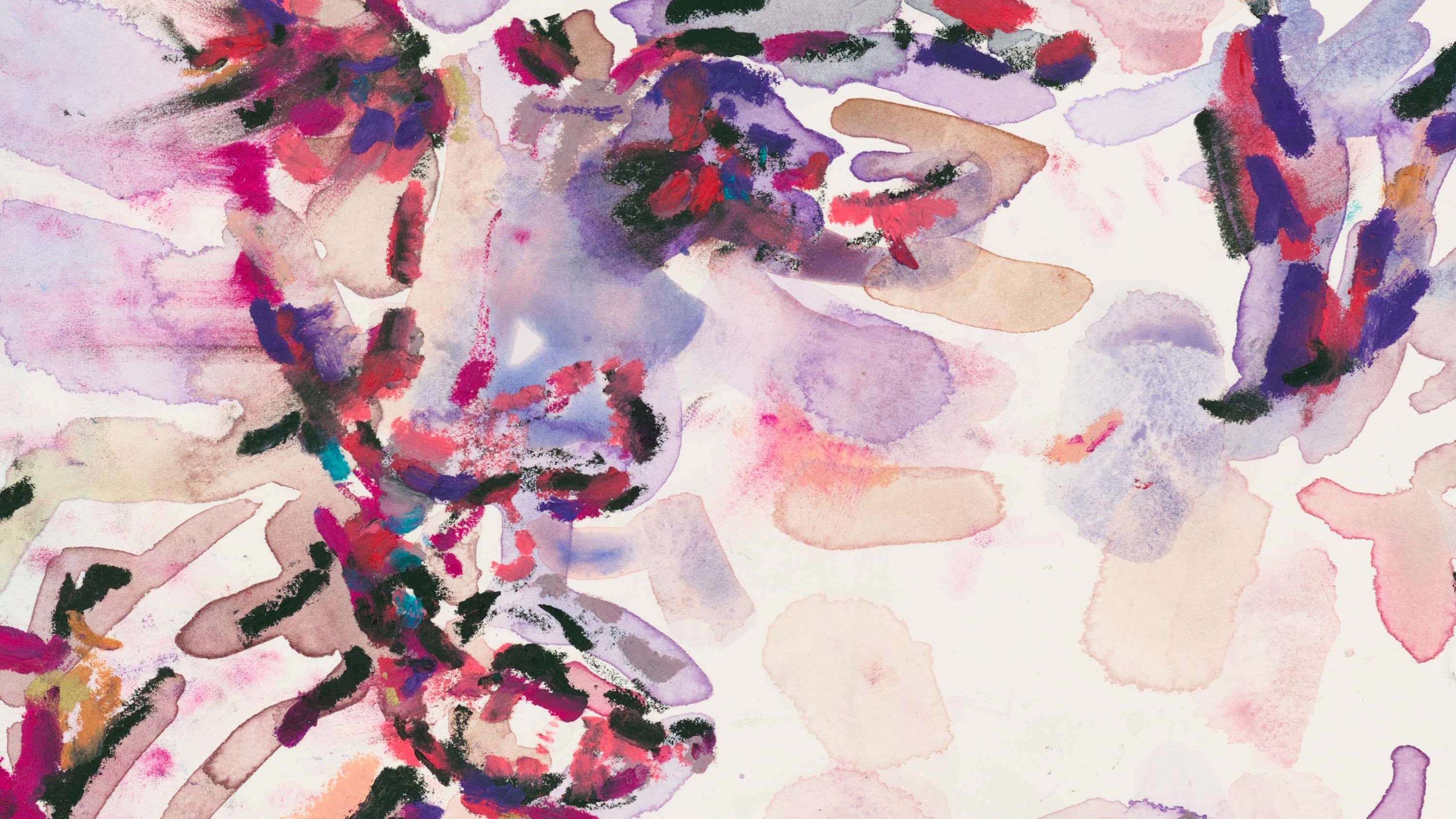 A detail of an artwork by Elizabeth Peyton, titled Kiss (Elvis), dated 2023