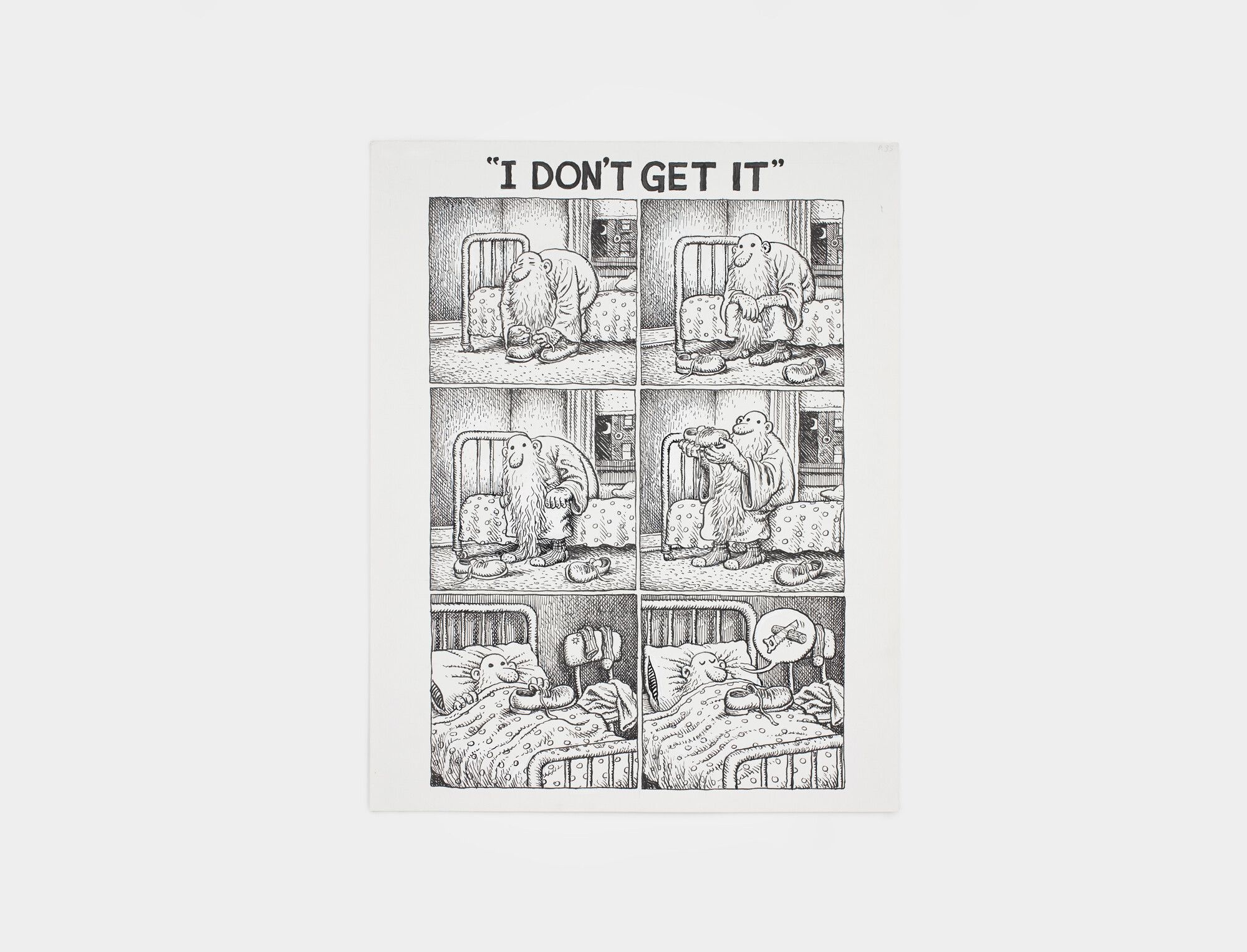A drawing by R. Crumb, titled Mystic Funnies #1: I Don't Get It, dated 1997