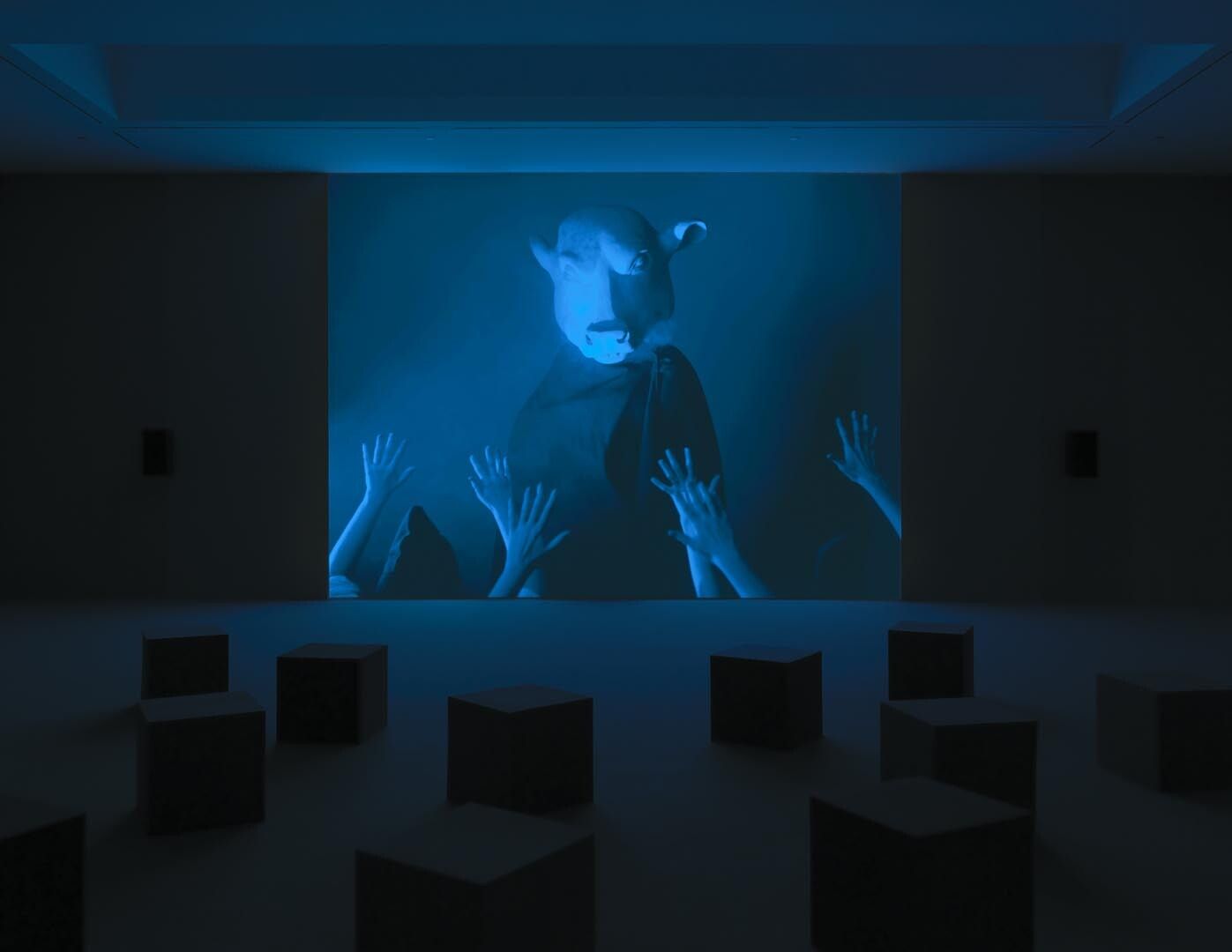 An installation view of the exhibition Marcel Dzama: Une Danse des Bouffons (A Jester's Dance), at David Zwirner New York, dated 2014.