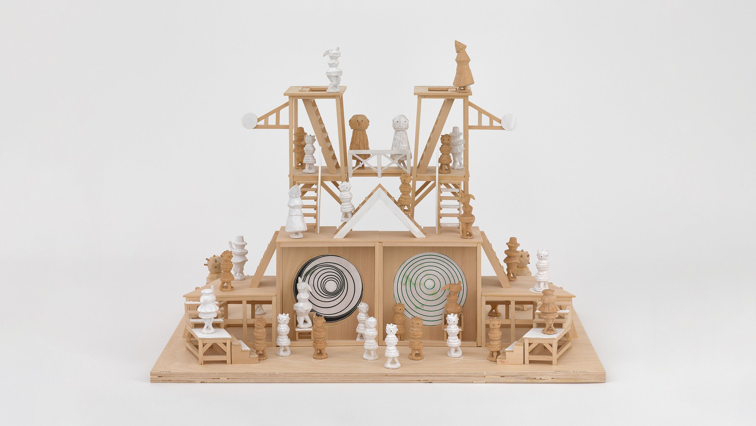 A sculpture by Marcel Dzama, titled Marcel's palace at midnight, dated 2022.