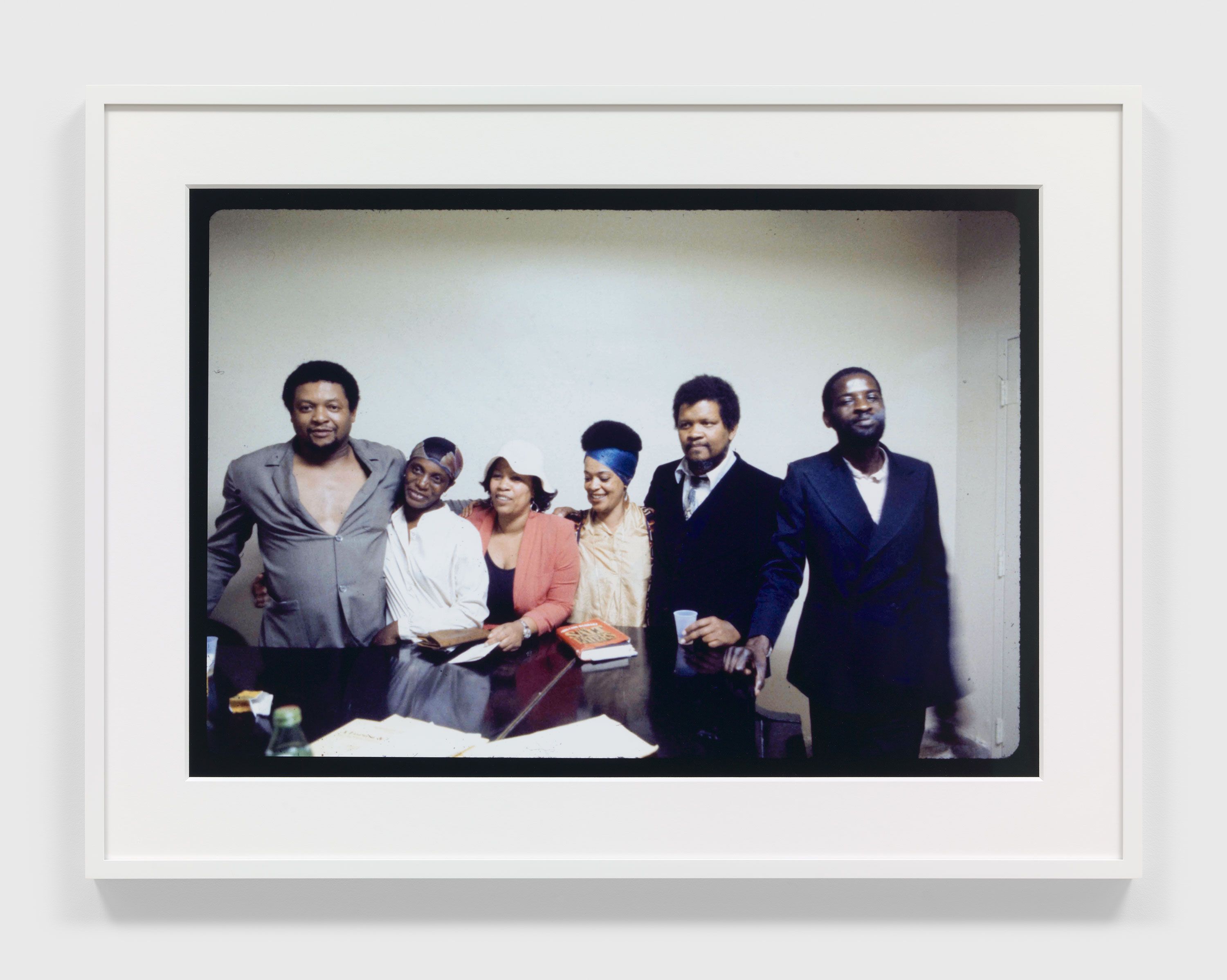 A photographic reproduction by Anthony Barboza, titled Quincy Troupe, Gloria Baldwin, Toni Morrison, Toni Cade Bambara, Ishmael Reed, and [tbd], at the Life Forces: Blackroots VIII writers talk, sponsored by Frederick Douglass Creative Arts Center, Inc and held at McMillin Theatre, Columbia University, New York, May 31, 19..., date TBC.
