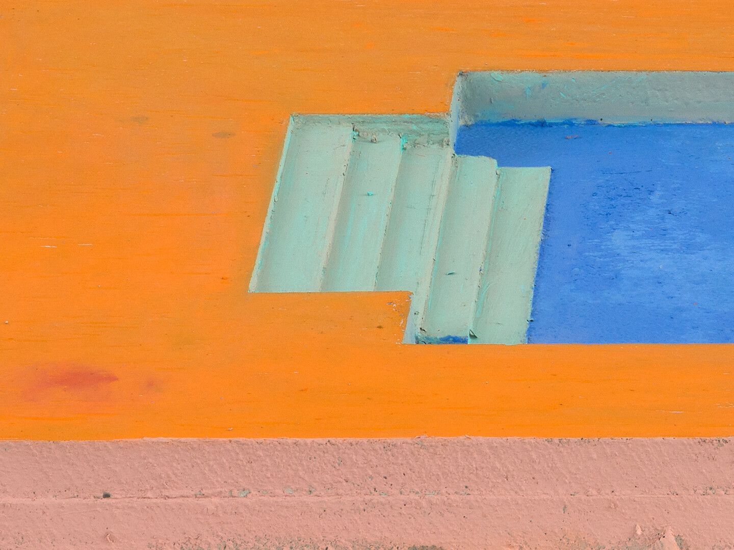 Detail view of an untitled oil stick on concrete sculpture by Harold Ancart, dated 2020.