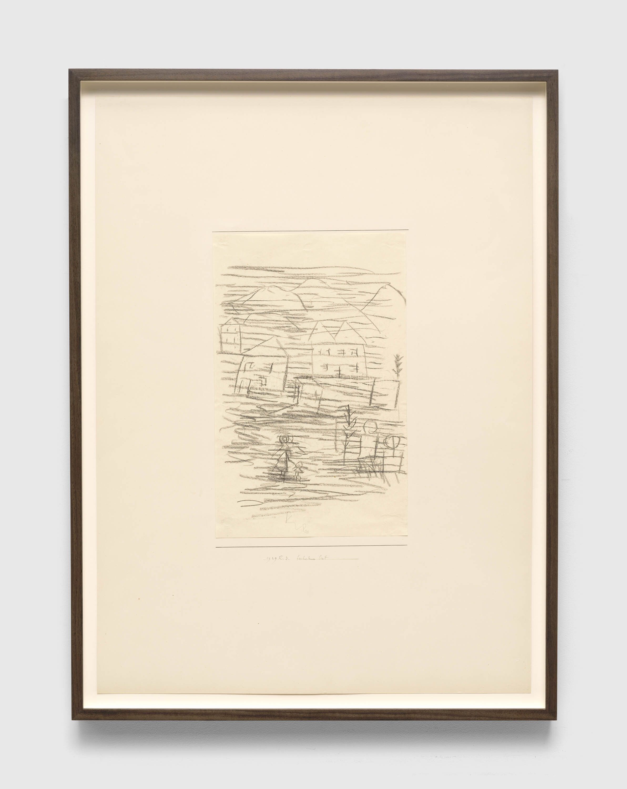 A work on paper by Paul Klee, titled bescheidener Ort (Modest village), dated 1929.