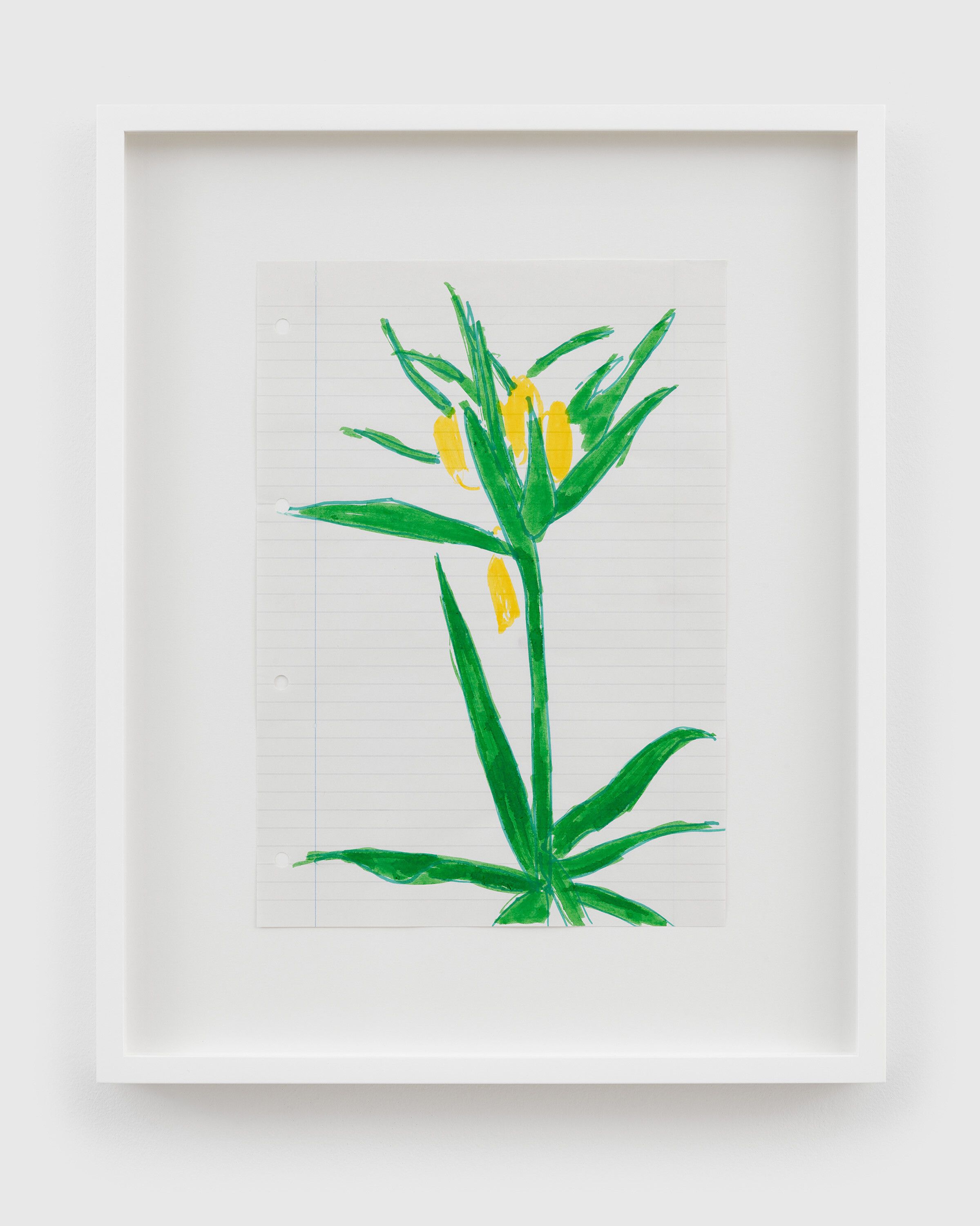 A work on paper by Rose Wylie, titled Yellow Crown Imperial with More Flowers, circa 2003.