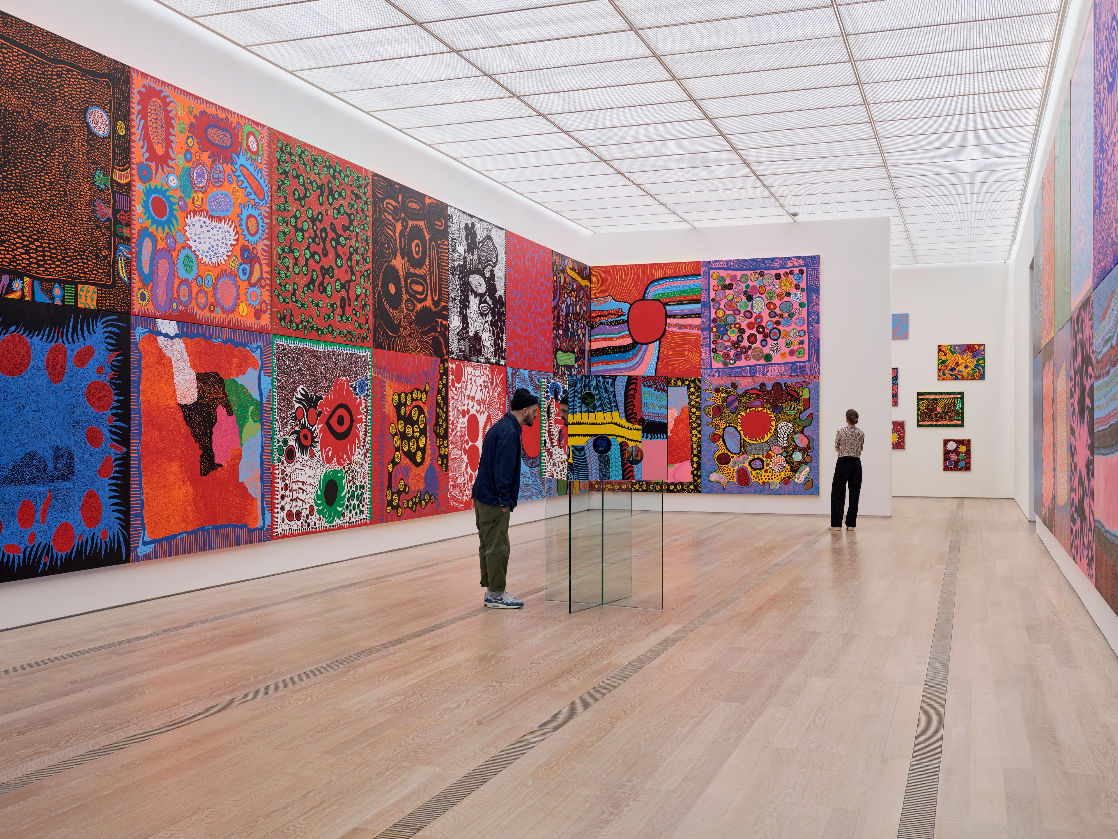 Installation view of the exhibition Yayoi Kusama, at Fondation Beyeler in Riehen/Basel, Switzerland, dated 2025.