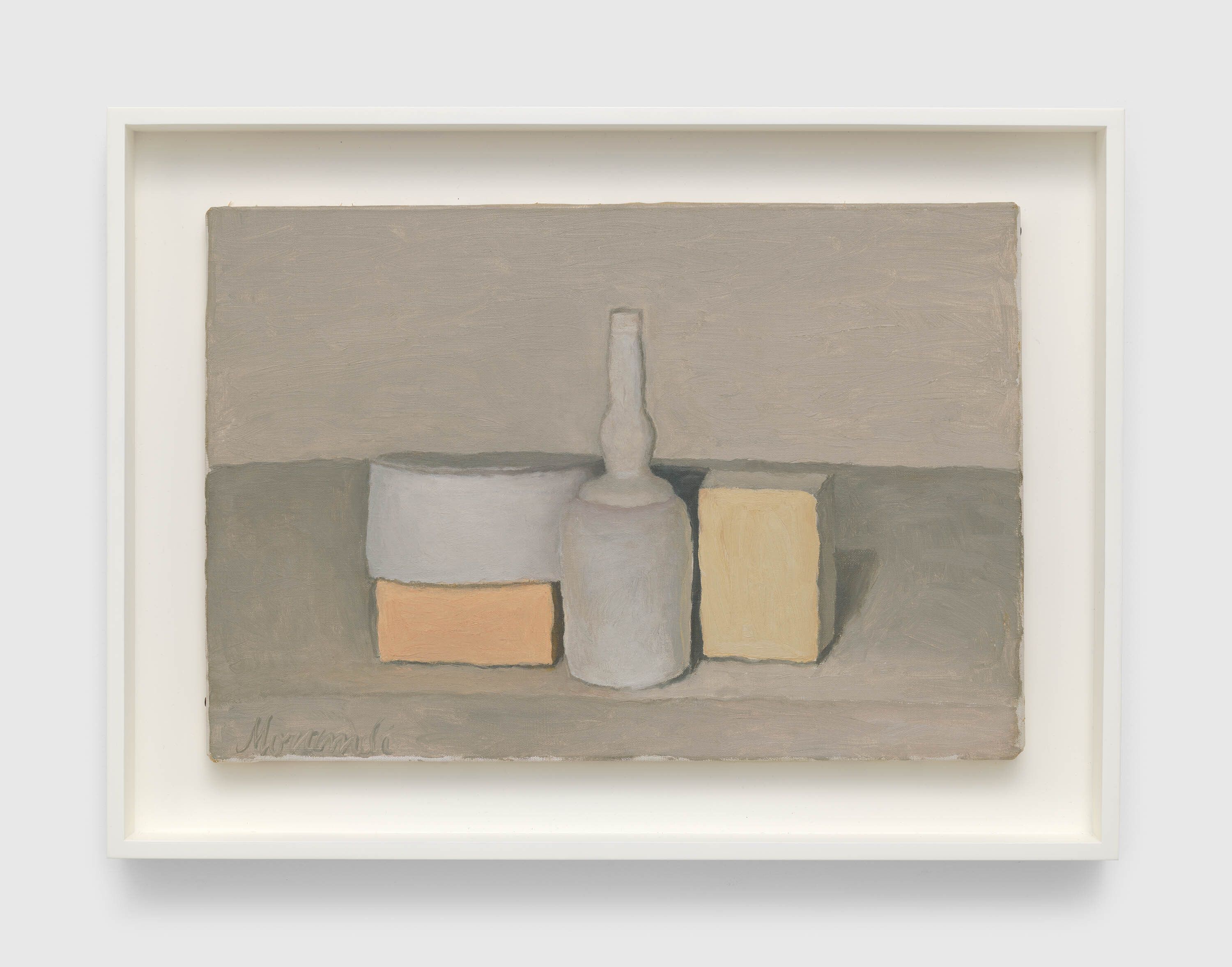 A painting by Giorgio Morandi, titled Natura morta (Still Life), dated 1955.