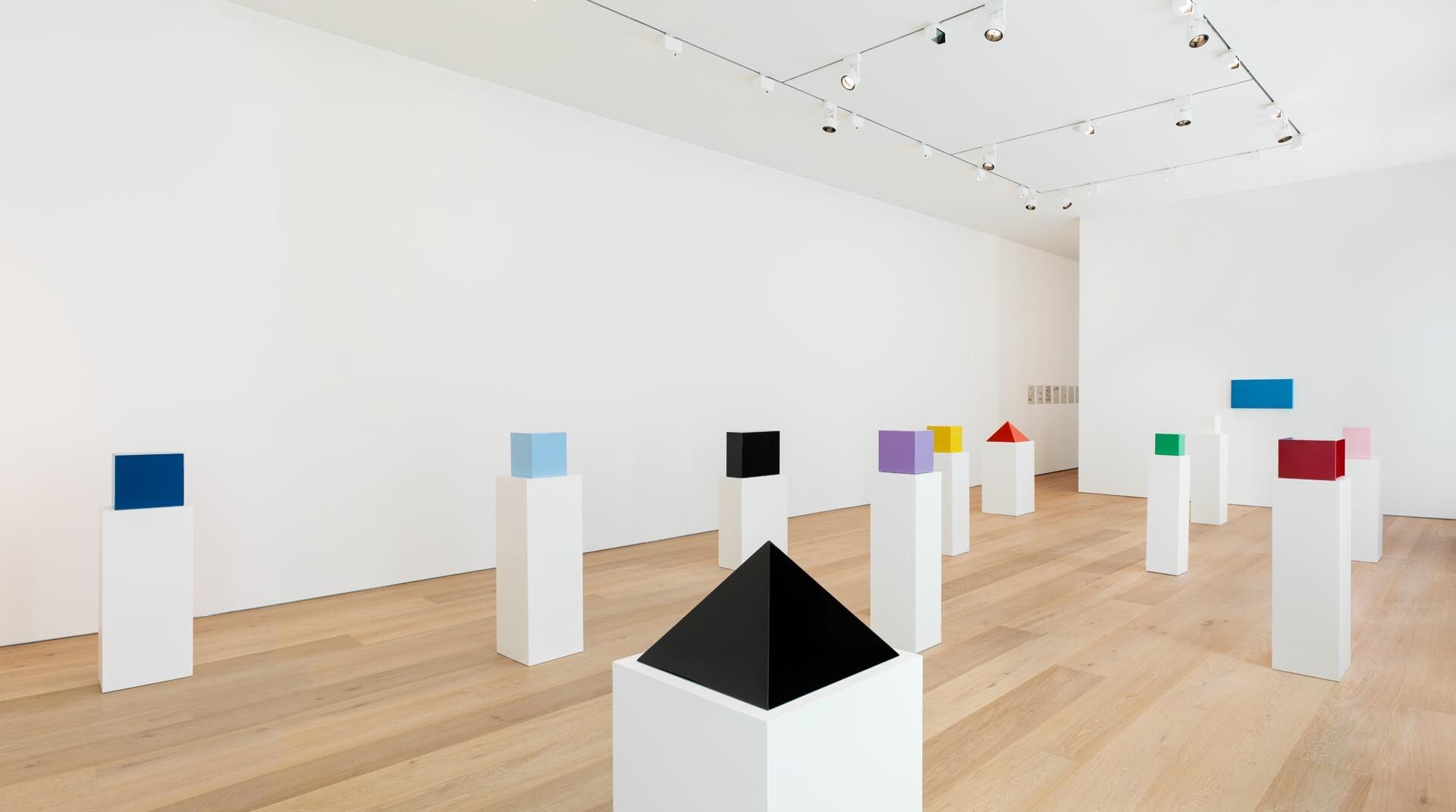 Installation view of the exhibition John McCracken: Works from 1963 to 2011, at David Zwirner in New York, dated 2013.