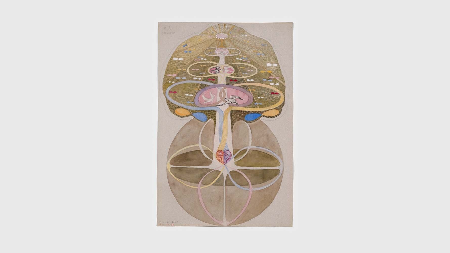 A watercolour from Hilma af Klint's series Tree of Knowledge, dated 1913-1915.