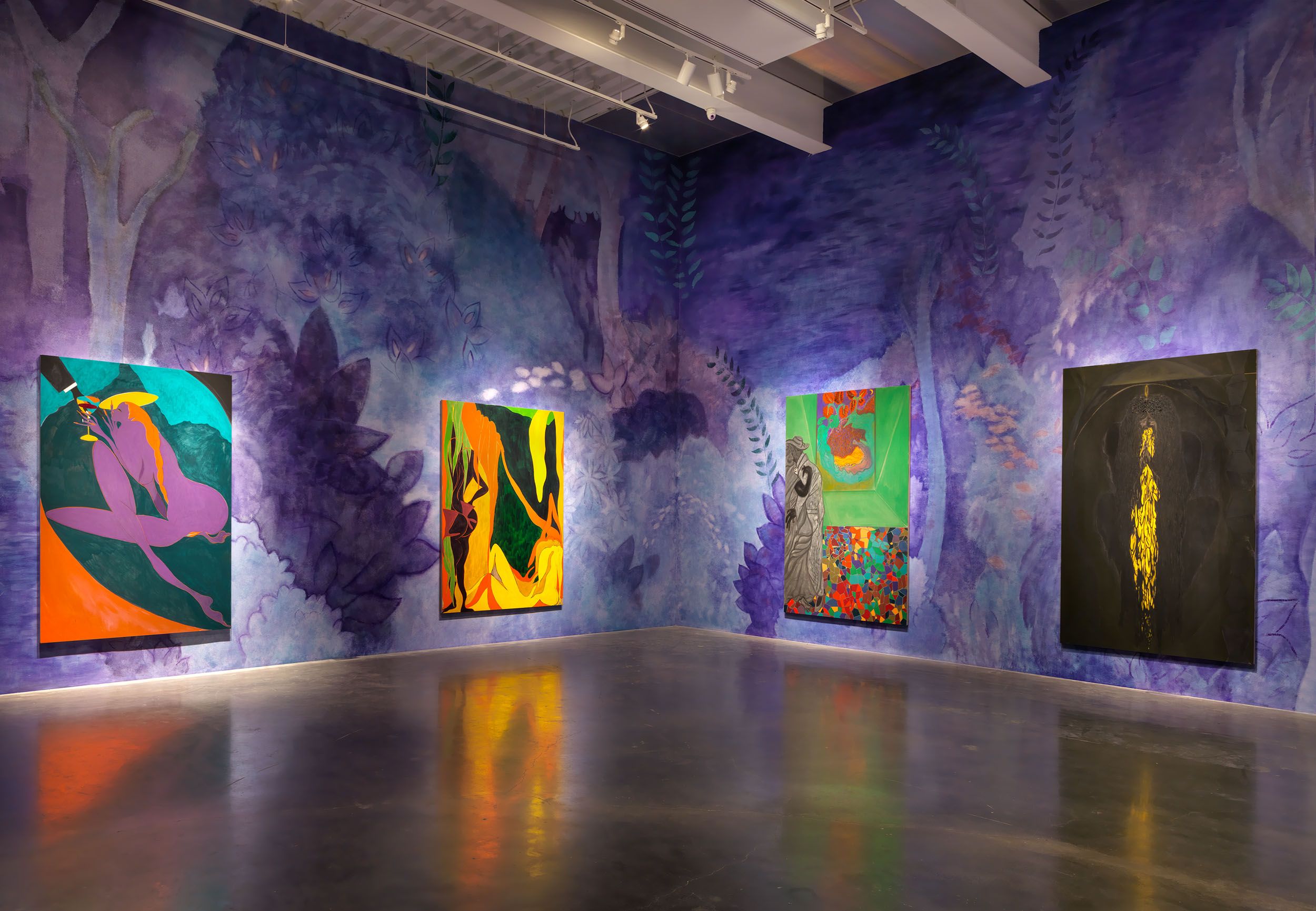 Chris Ofili: Installation view of Night and Day at the New Museum in ...