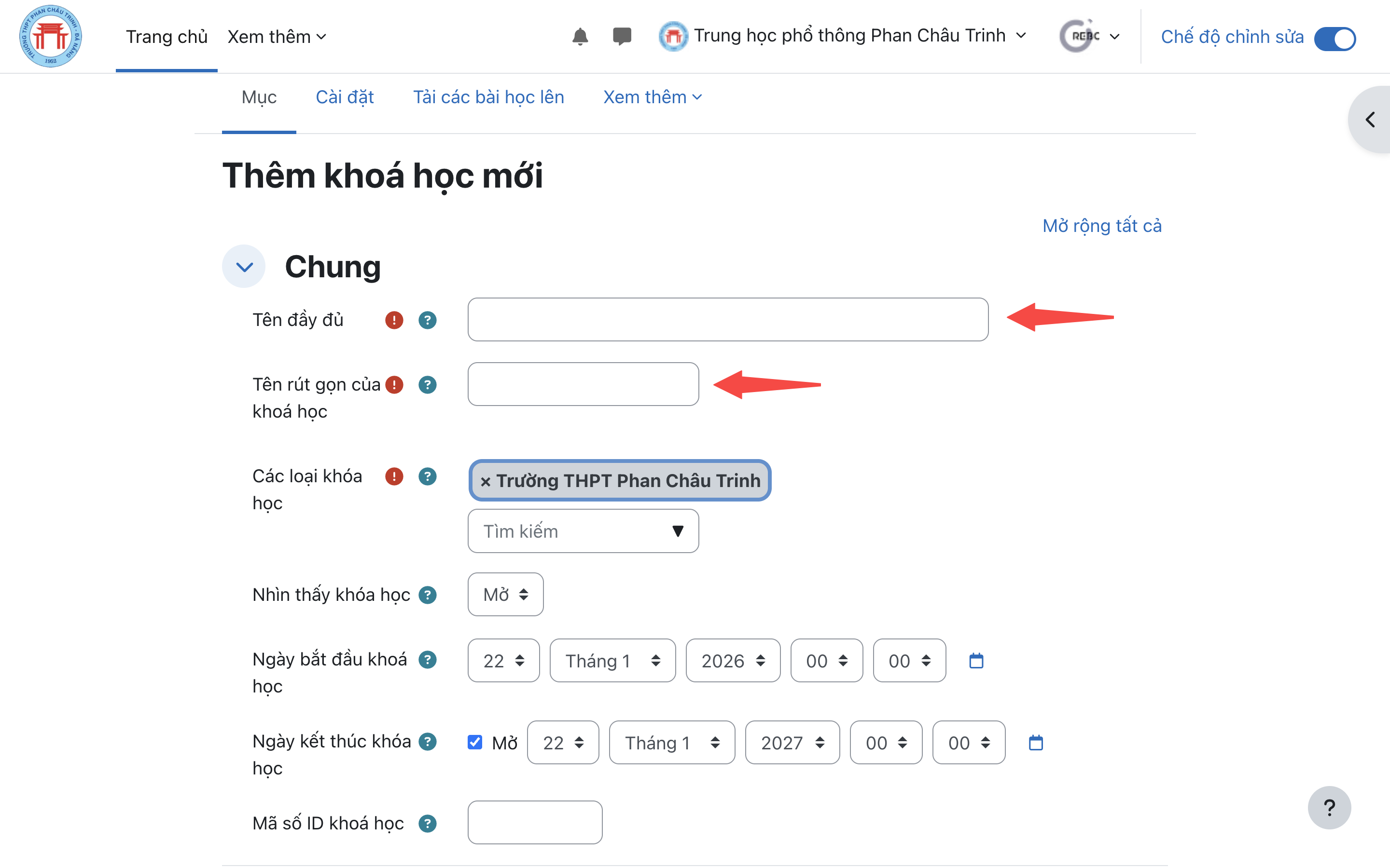 Hướng dẫn tạo khóa học trên LMS