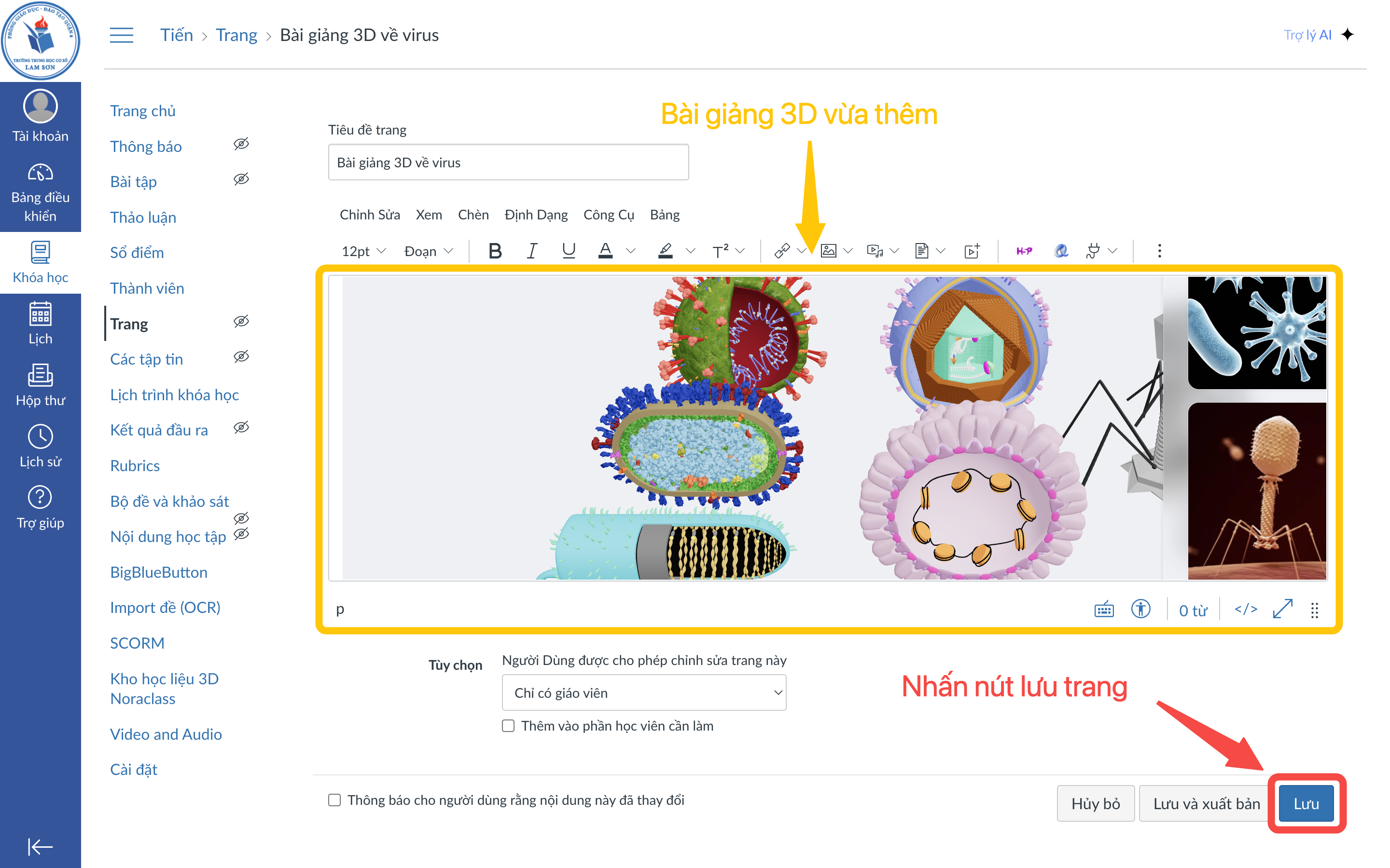 📚 Hướng dẫn thêm bài giảng 3D trong mô-đun