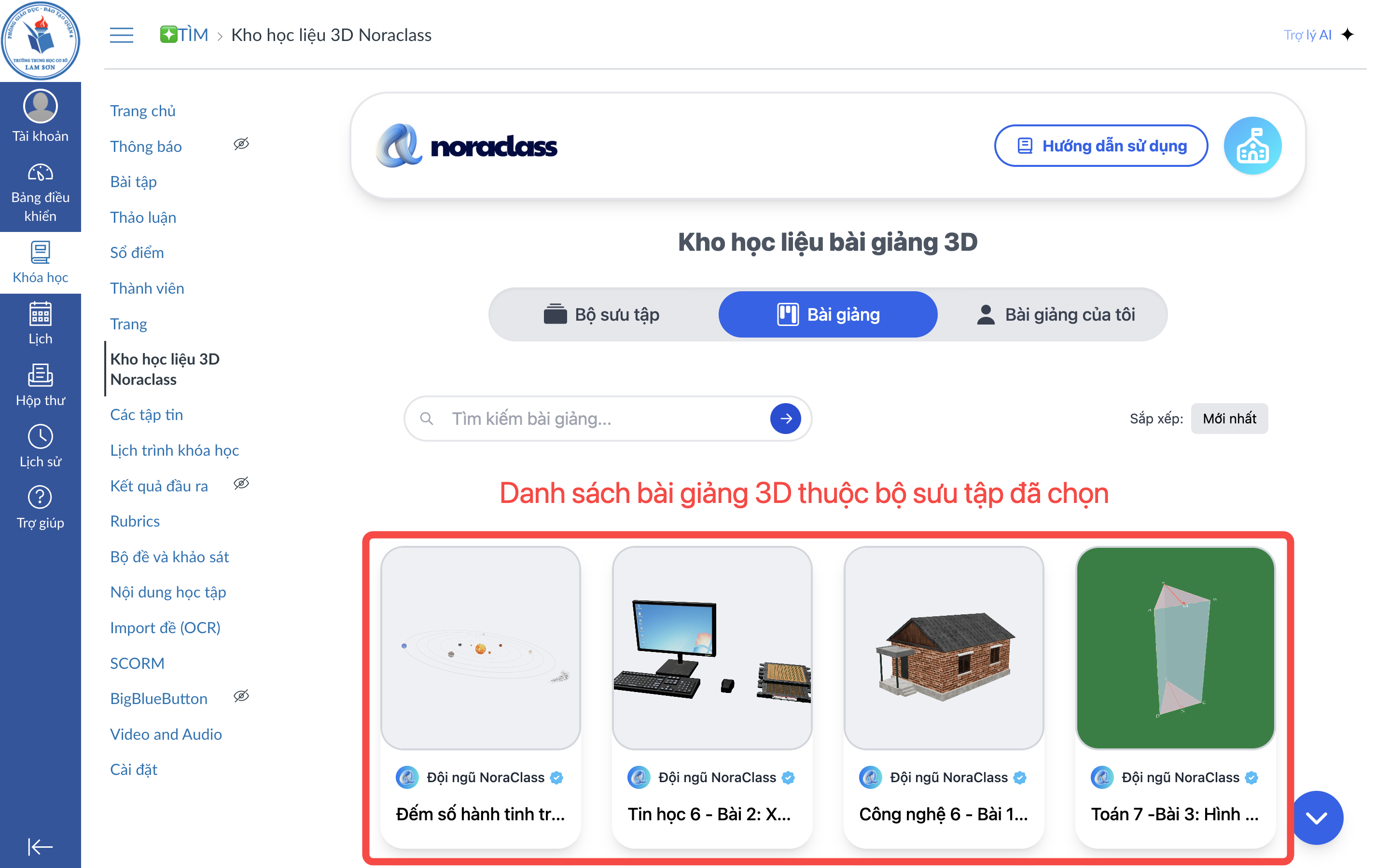 💾 Giới thiệu kho học liệu 3D NoraClass