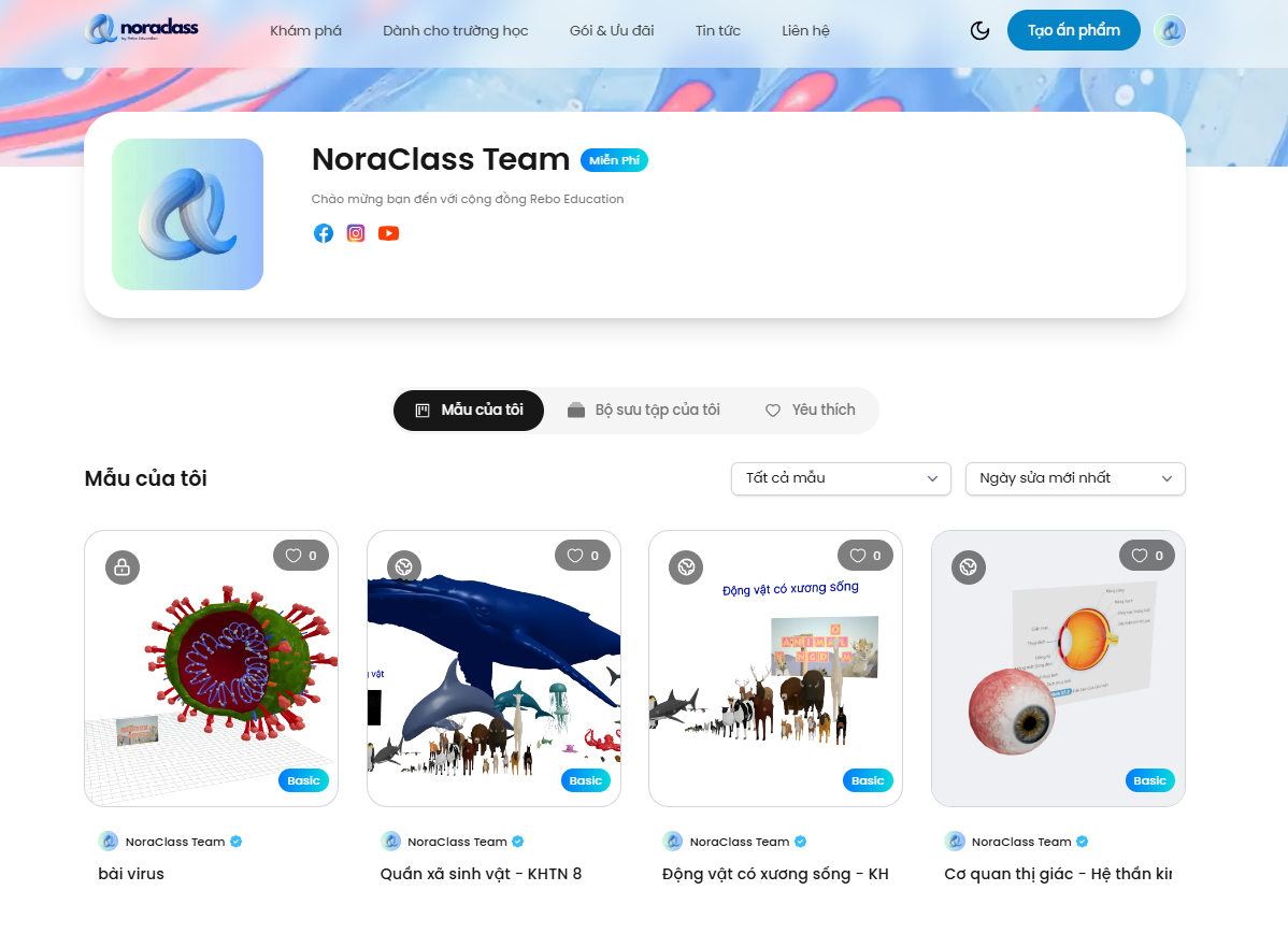 Ra mắt tính năng mới Bộ sưu tập học liệu số 3D trên NoraClass