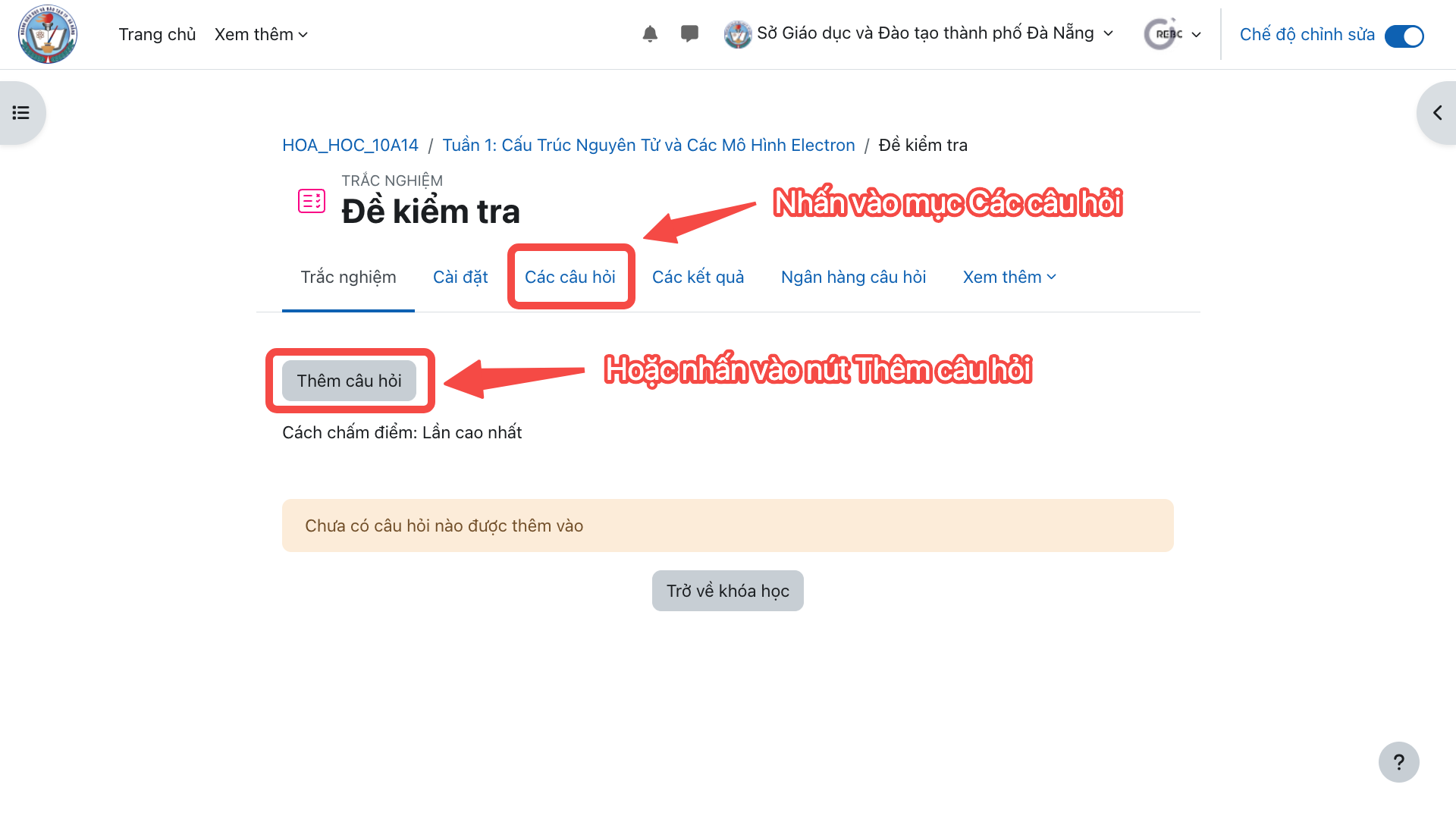 Hướng dẫn xây dựng và quản lý ngân hàng câu hỏi trên LMS