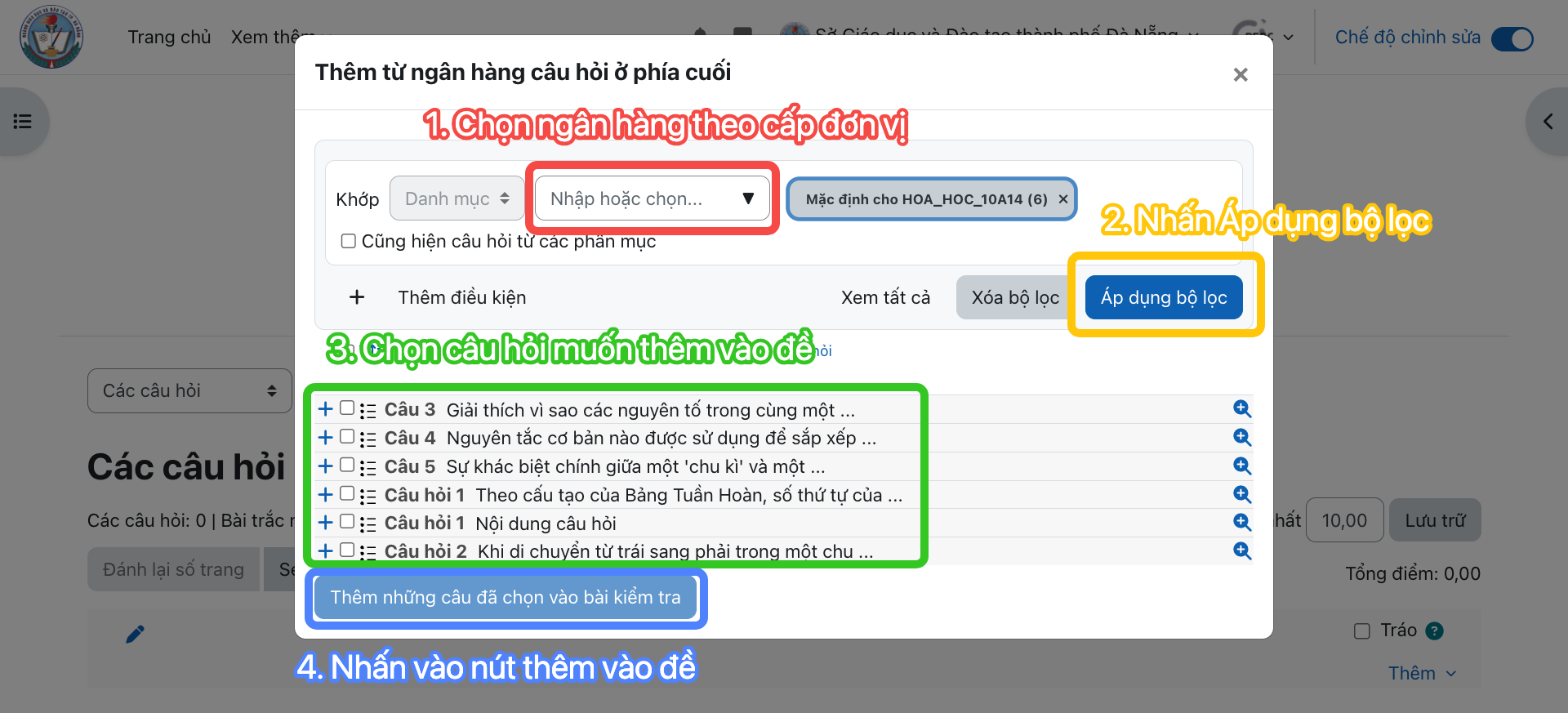 Hướng dẫn xây dựng và quản lý ngân hàng câu hỏi trên LMS