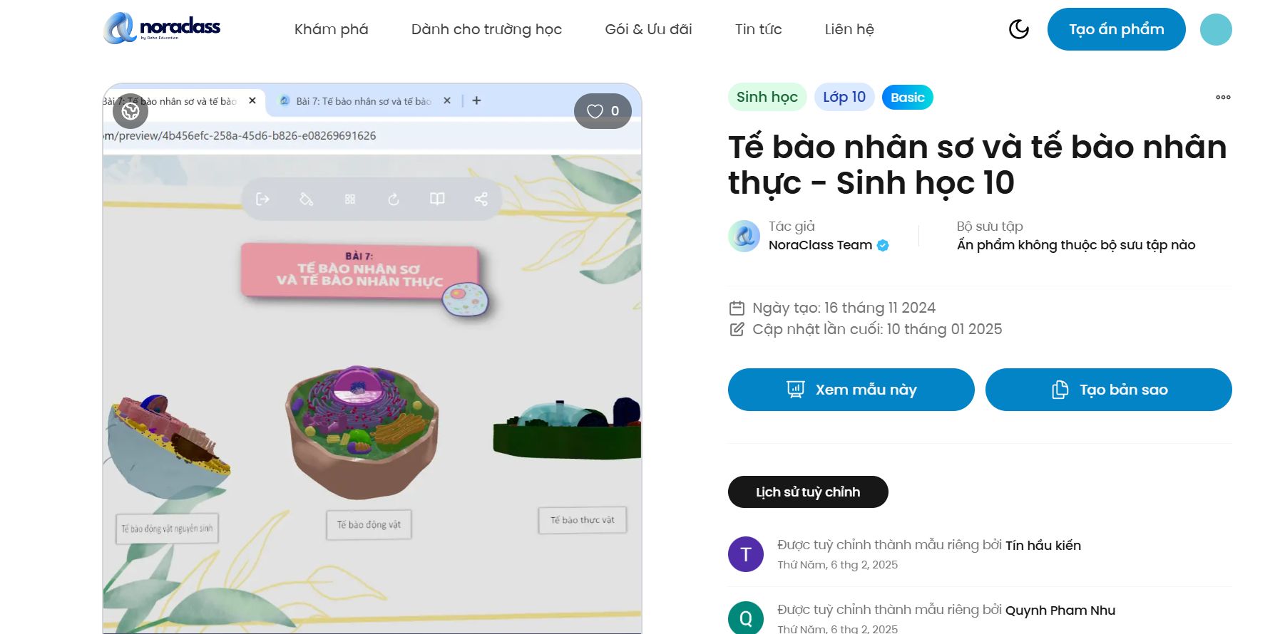 Kho bài giảng mẫu có sẵn trong Noraclass