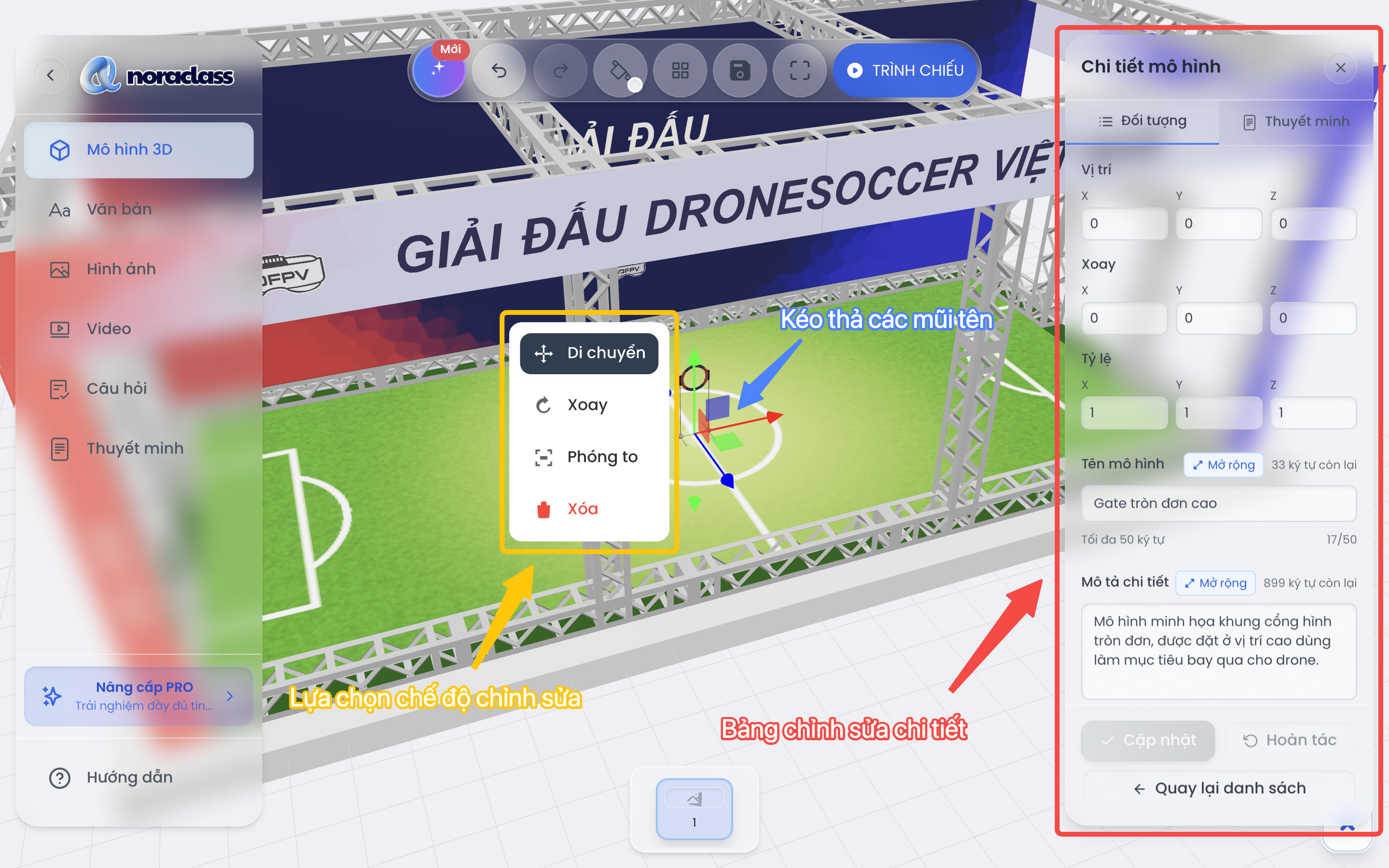✈️ Hướng dẫn thiết kế sa hình bay mô phỏng 3D DroneSoccer