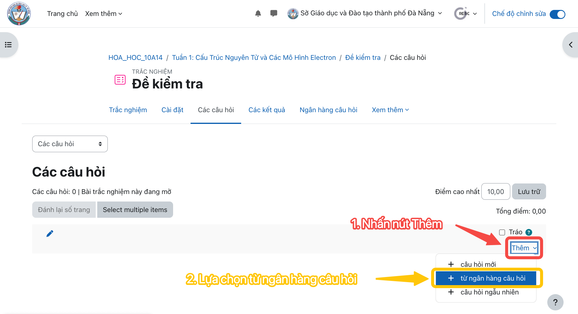 Hướng dẫn xây dựng và quản lý ngân hàng câu hỏi trên LMS