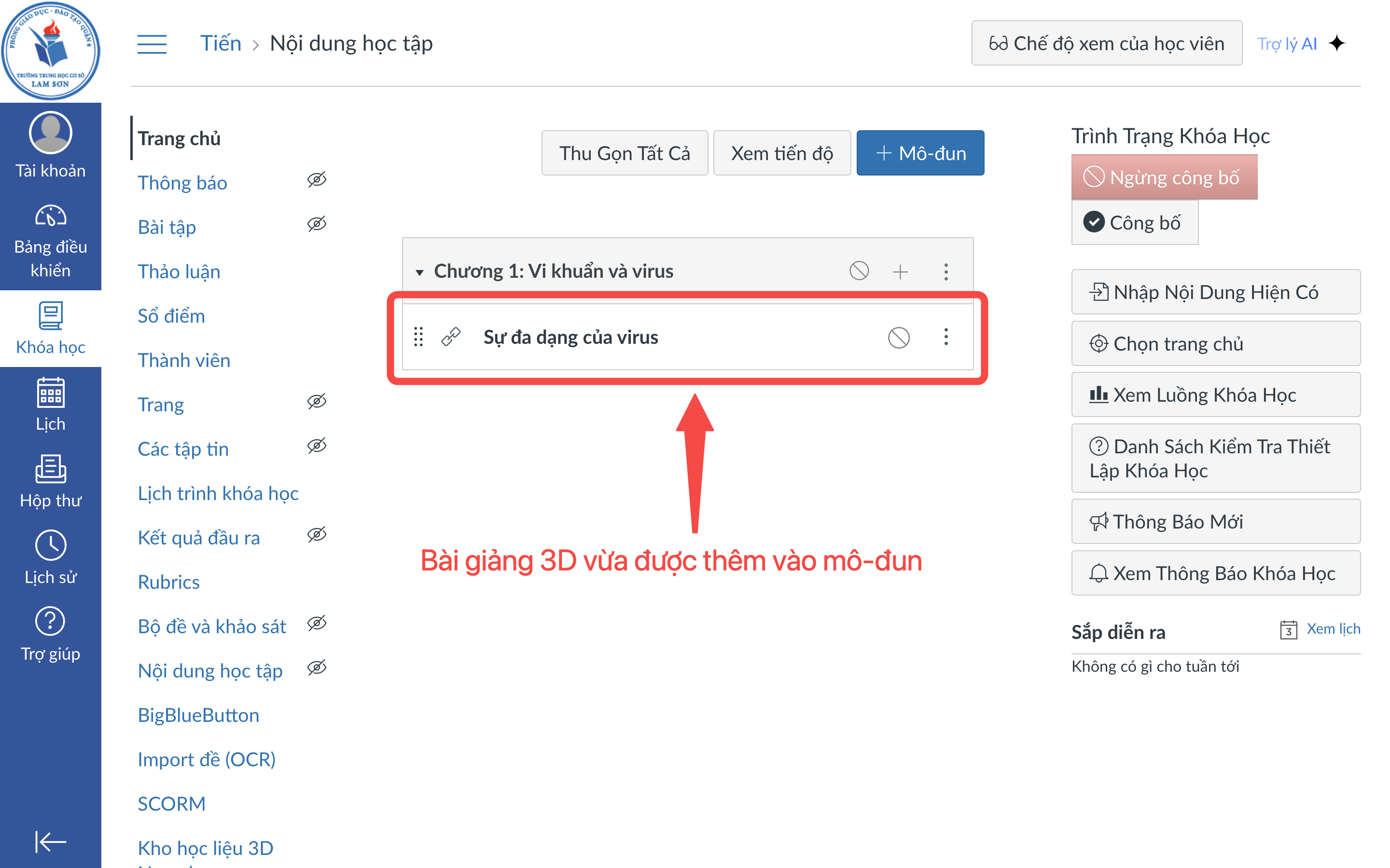 📚 Hướng dẫn thêm bài giảng 3D trong mô-đun